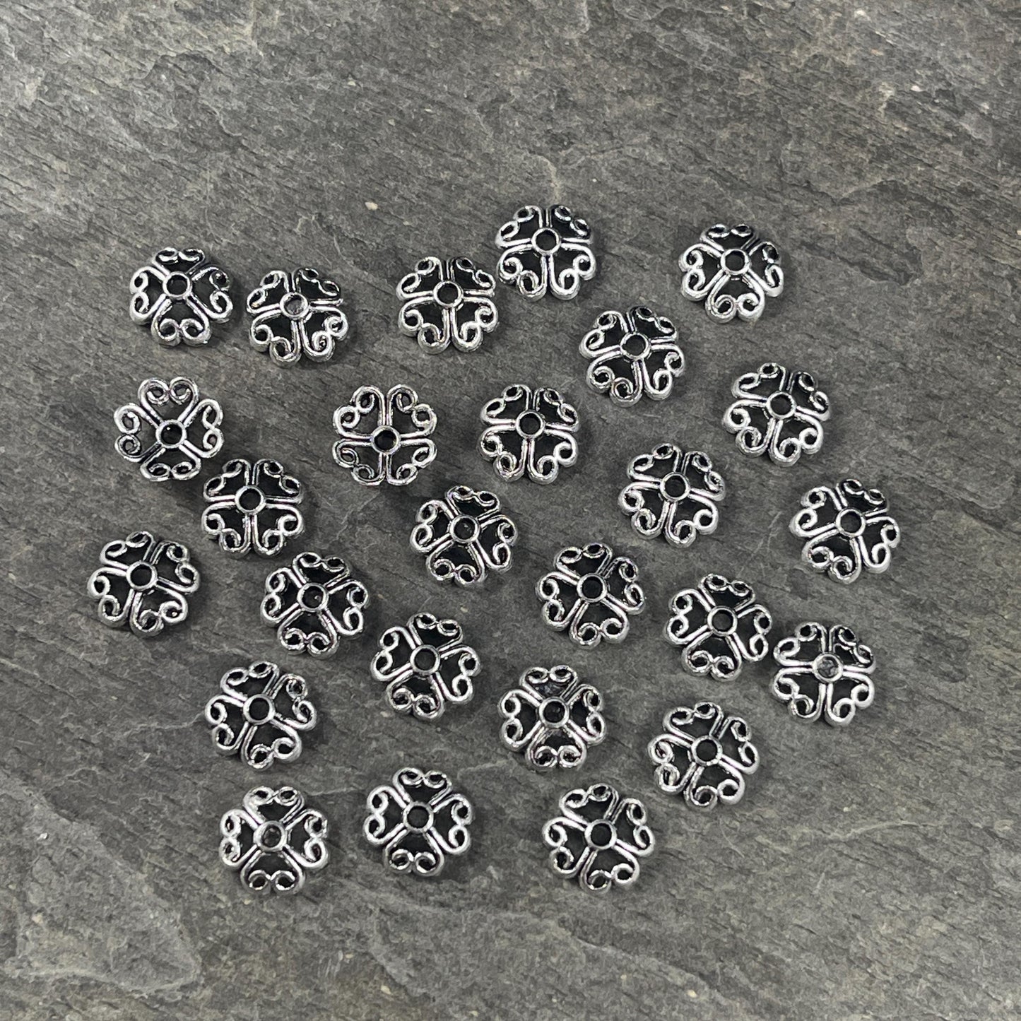 Antiqued Silver Bead Caps, 8mm Open Filigree Bead Caps (P302-04C-AS) * Qty. 200
