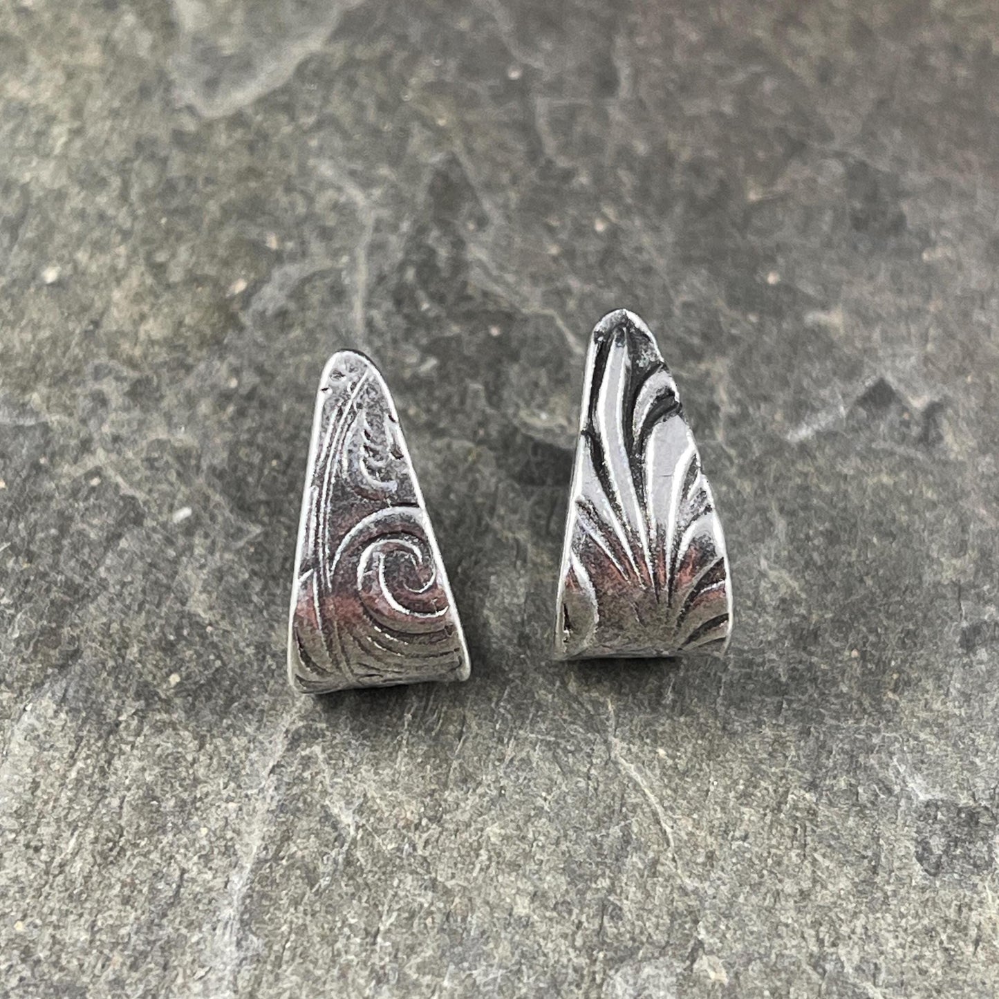 TierraCast Antiqued Silver Jardin Bail, Large 15.5mm Silver Pinch Bail with 12mm Grip Length (PF/886-77) * Qty. 2