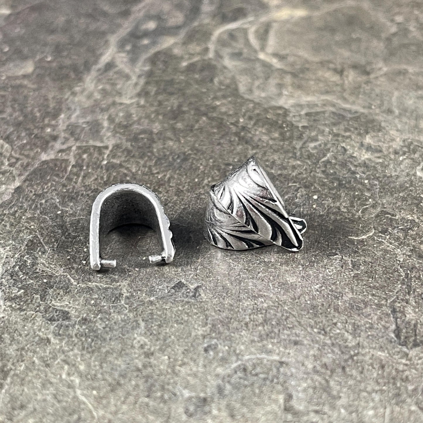 TierraCast Antiqued Pewter Jardin Bail, Large 15.5mm Silver Pinch Bail with 12mm Grip Length (PF/886-04) * Qty. 2