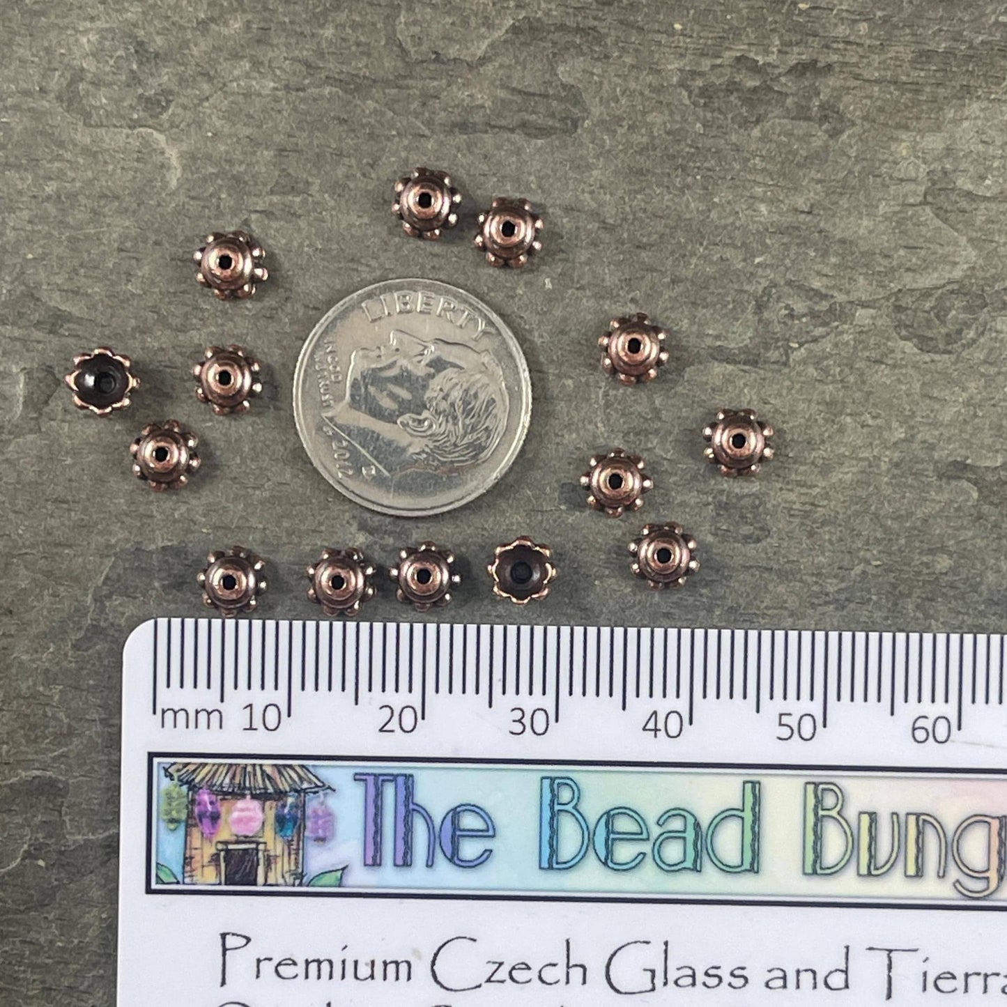 TierraCast Antiqued Copper Bead Caps, 5.25mm Copper Plated Bead Caps (PF/776-87) * Qty. 20