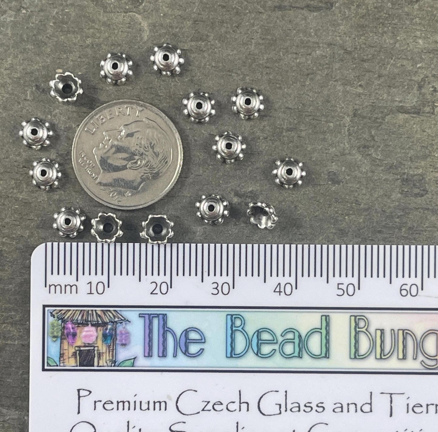 TierraCast Antiqued Silver Bead Caps, 5.25mm Silver Plated Bead Caps (PF/776-77) * Qty. 20