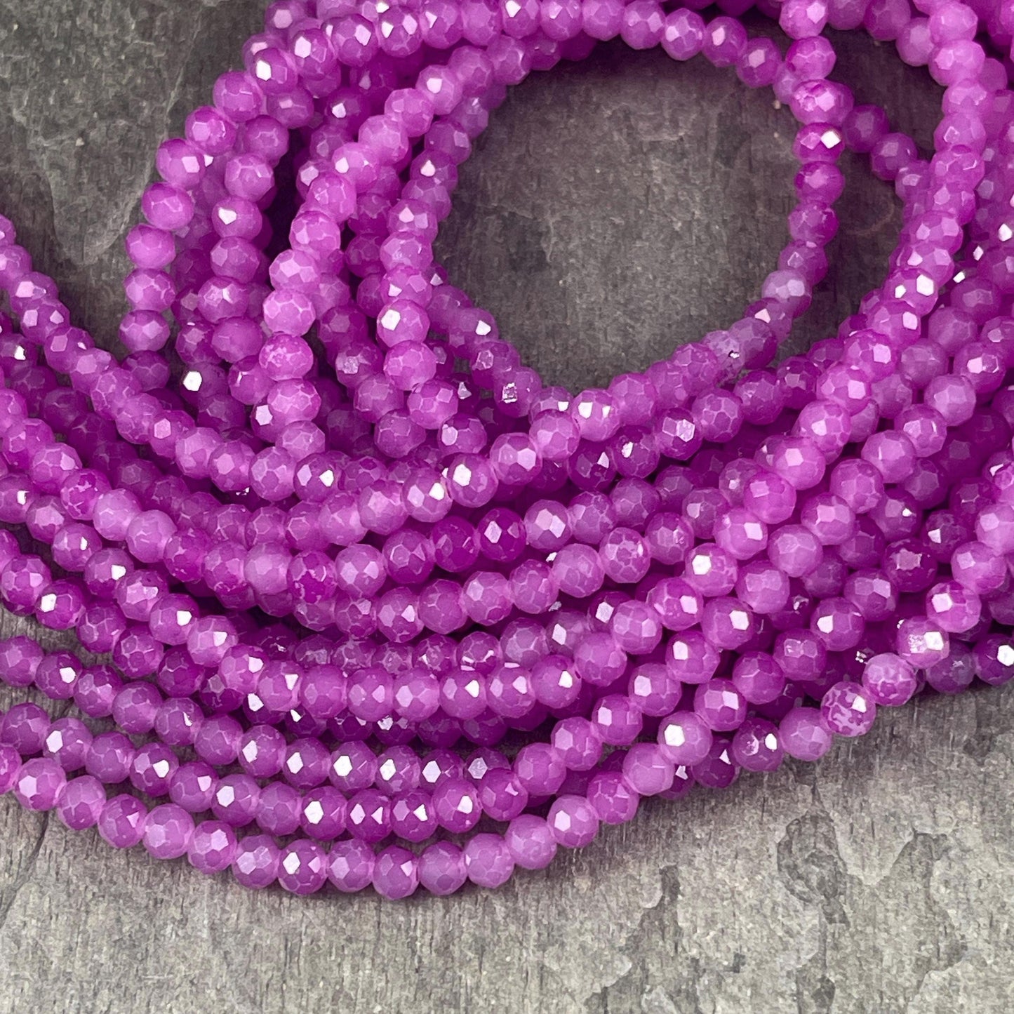 Purple Orchid 4x3mm Faceted Glass Beads, Vibrant Purple (Orchid-4) * 100 Beads
