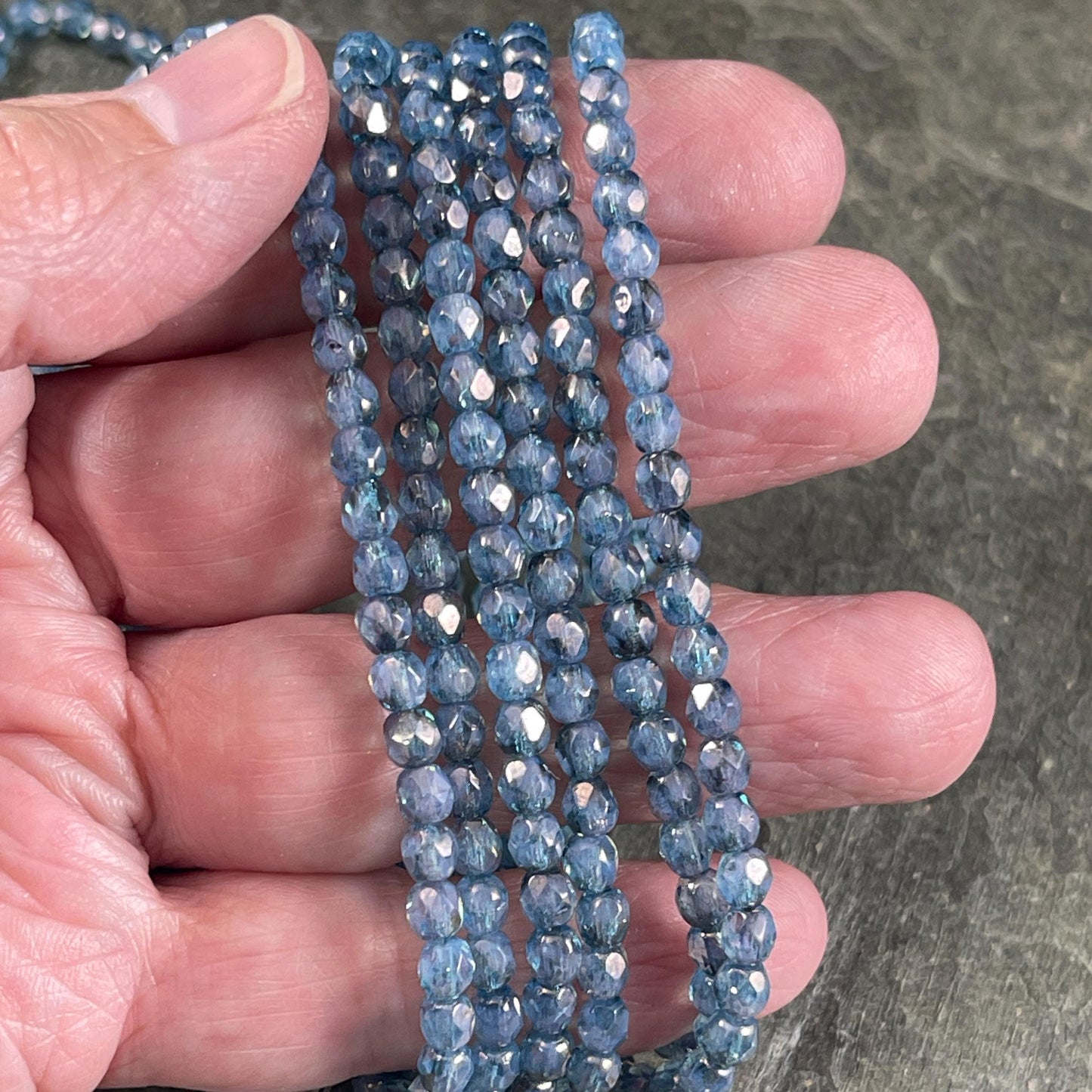 Czech Glass Beads - 4mm Two-tone Blue Faceted Glass Beads (FP4/N-129) * Qty. 50