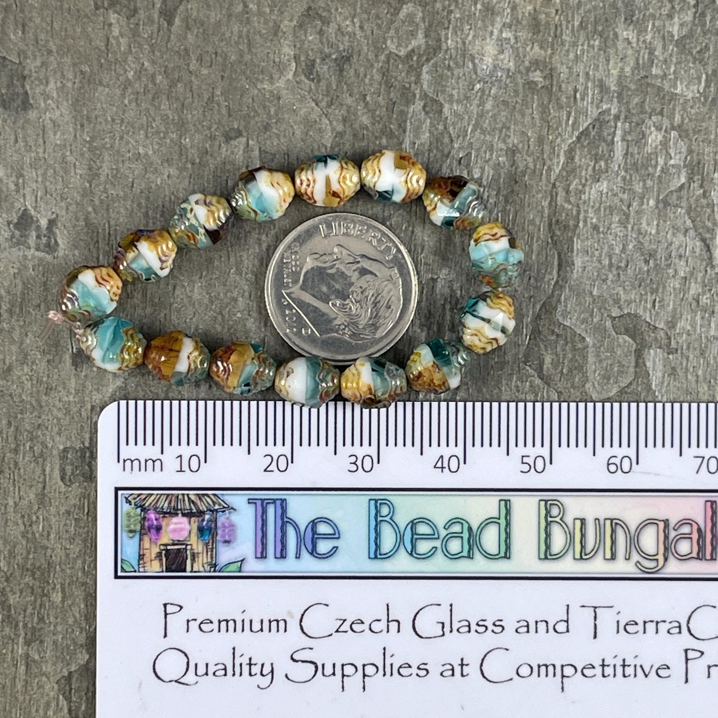 Czech Glass Beads, Sky Blue, Yellow and White Picasso Beads, Cathedral 8x6mm Carved Oval Bicone (CTD/N-041) * Qty. 15