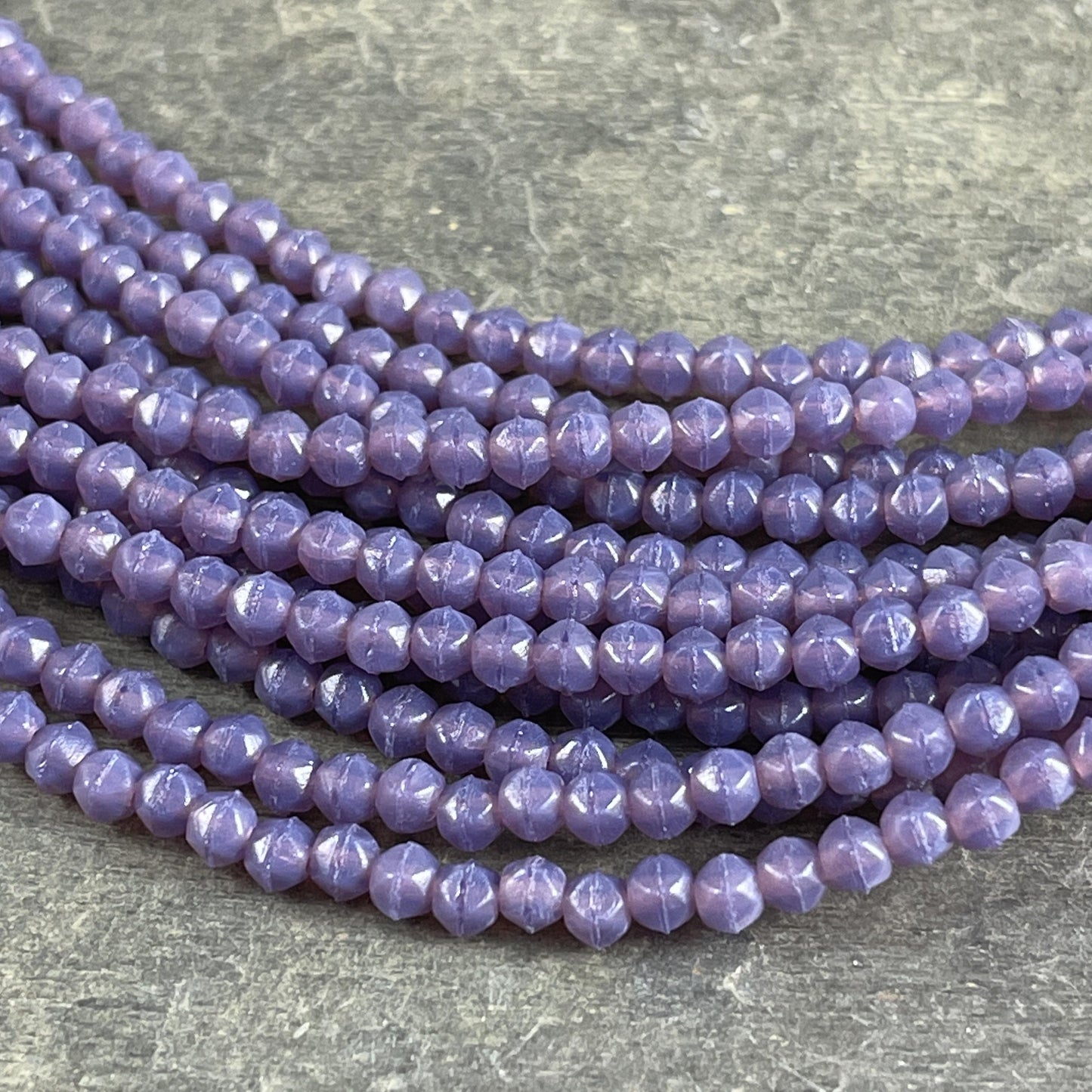 Czech Glass Beads - 3mm English Cut Beads, Milky Amethyst Beads (EC3/SM-21010) * Qty. 50