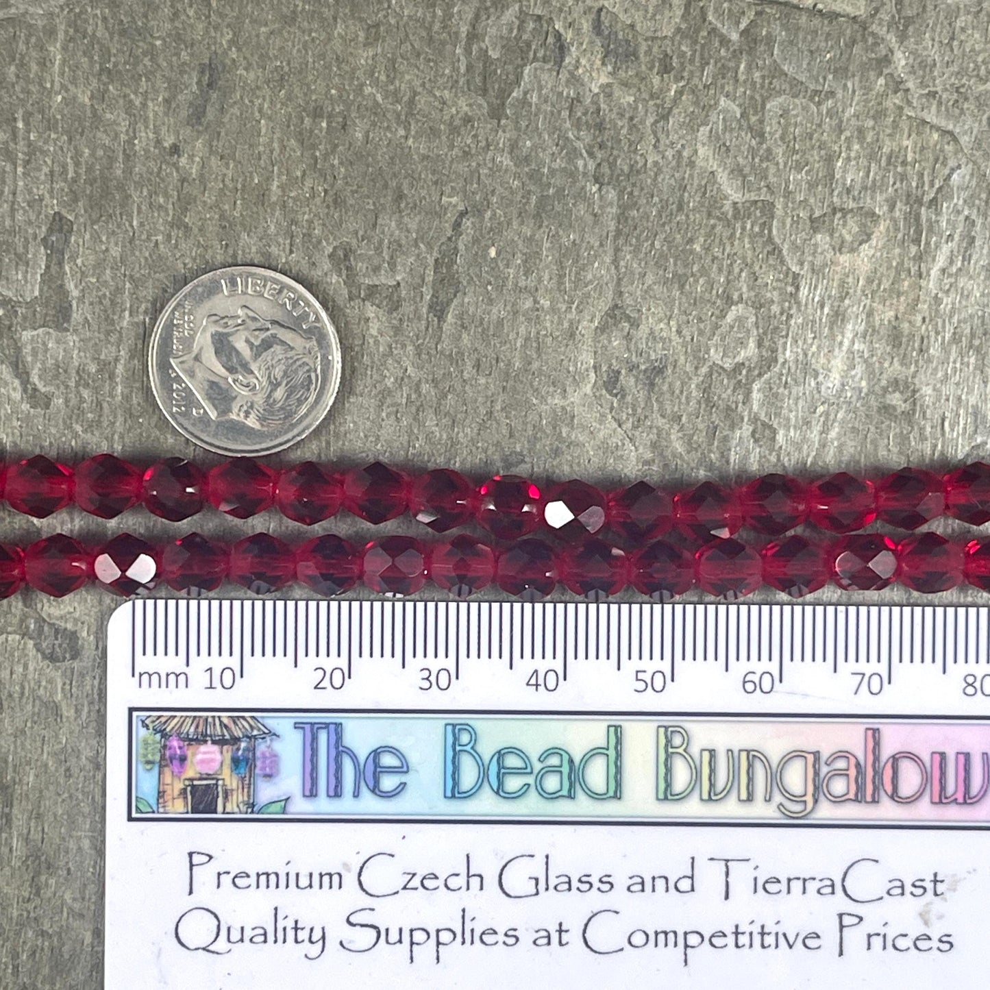 Czech Glass Beads - 6mm Faceted Round Beads, Transparent Ruby Red Beads (FP6/SM-9010) * Qty. 25