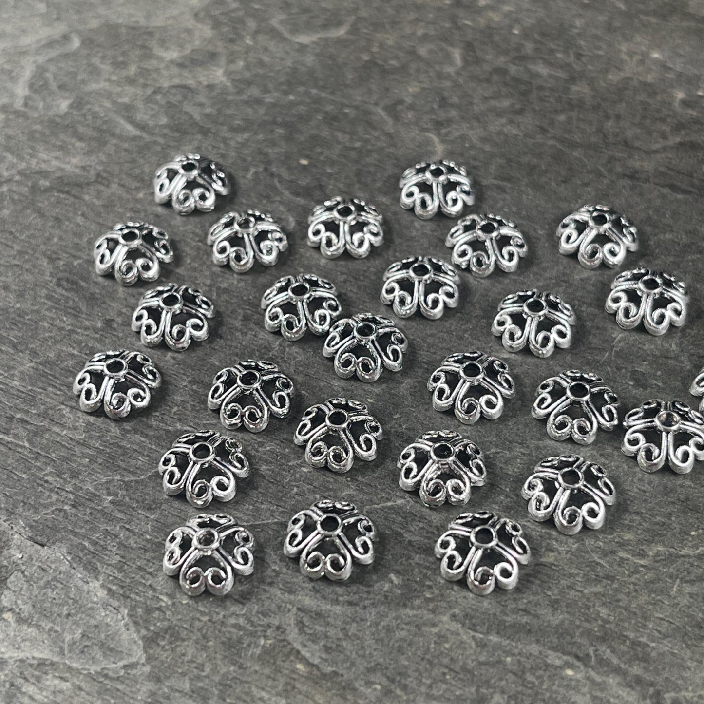 Antiqued Silver Bead Caps, 8mm Open Filigree Bead Caps (P302-04C-AS) * Qty. 200