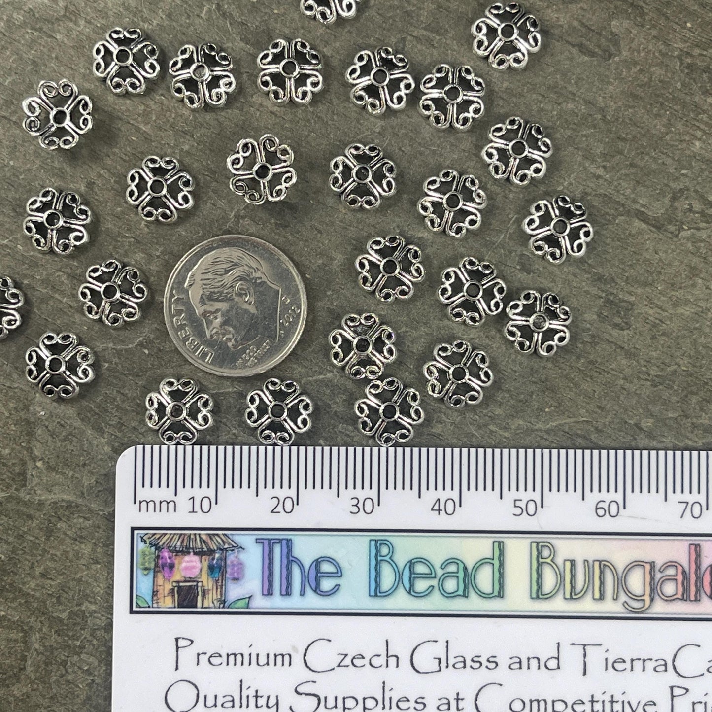 Antiqued Silver Bead Caps, 8mm Open Filigree Bead Caps (P302-04C-AS) * Qty. 200