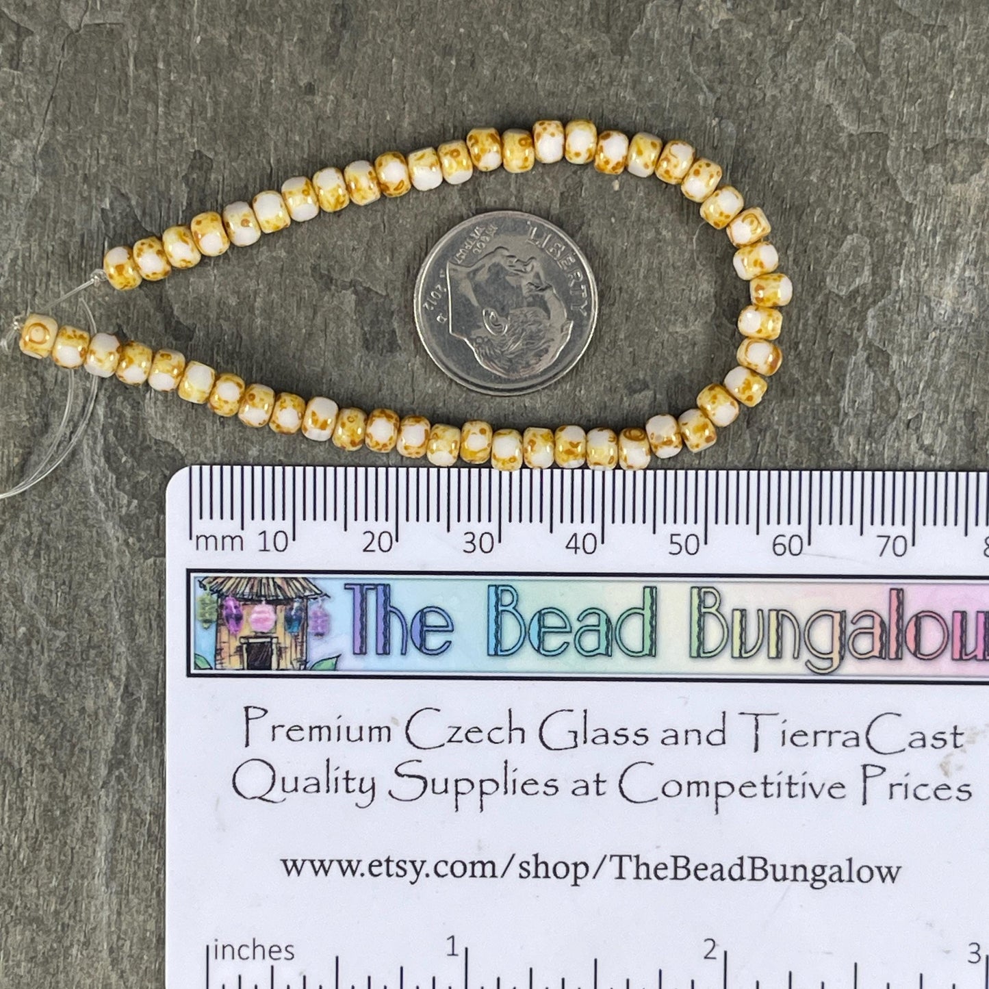 Czech Glass Beads - 4x3mm Tri-cut 6/0 Seed Bead, Ivory with Picasso (TRICA/N-1200) * Qty. 50
