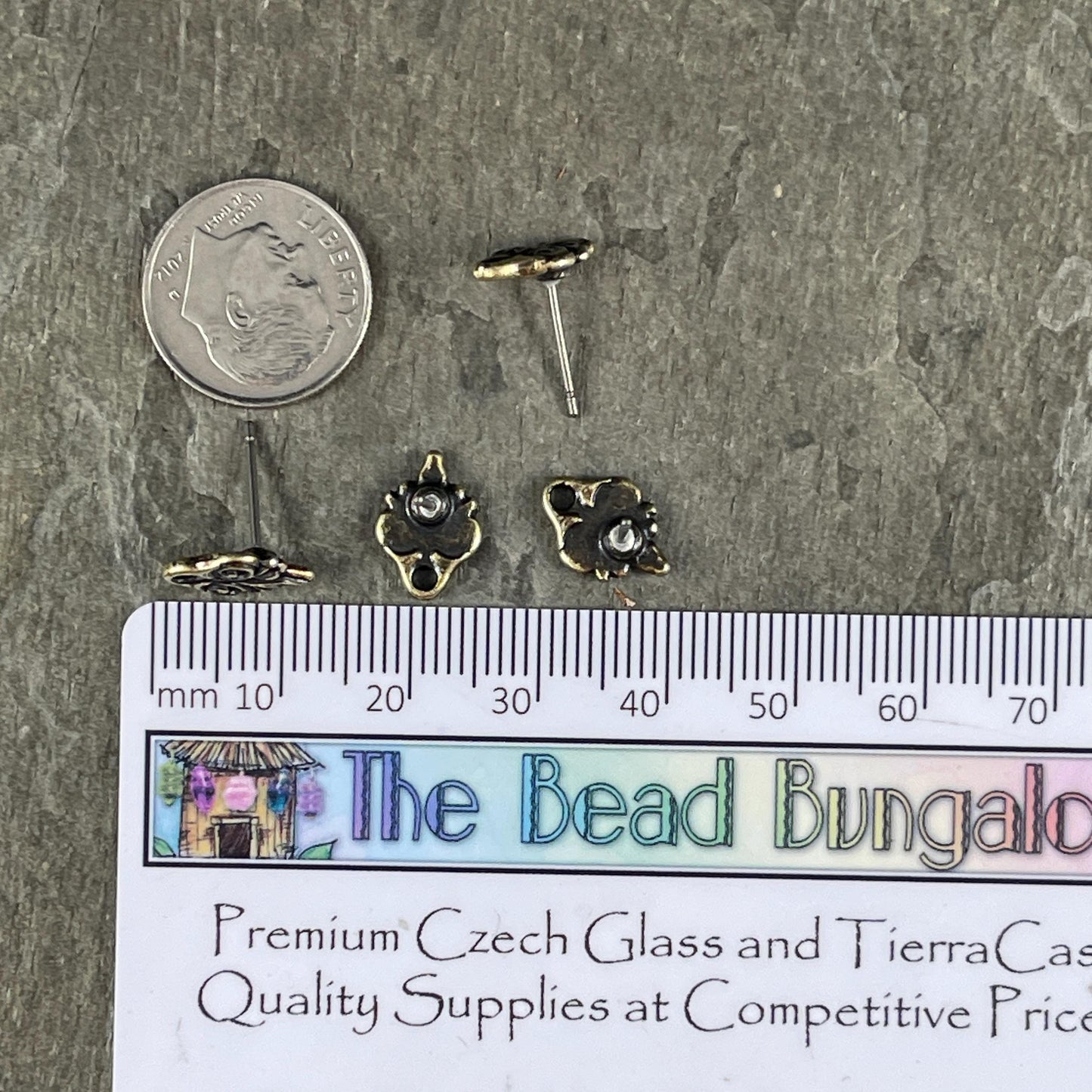 TierraCast Vignette Earring Post, Antiqued Brass Titanium Post Earring (PF/428-57) * Qty. 4