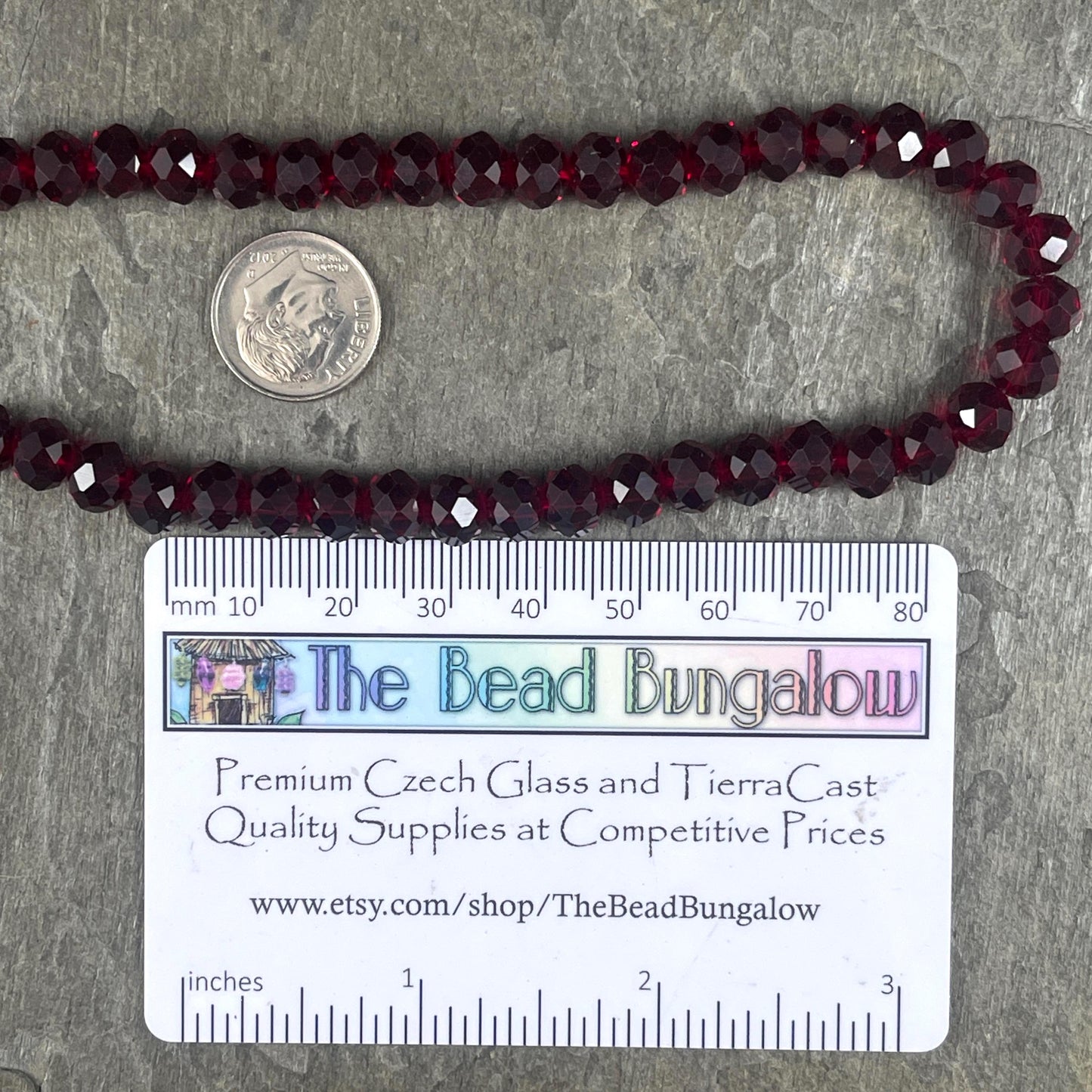 8x6mm Dark Red Rondelle, Garnet Faceted Glass Beads (Garnet-8) * 36 Beads