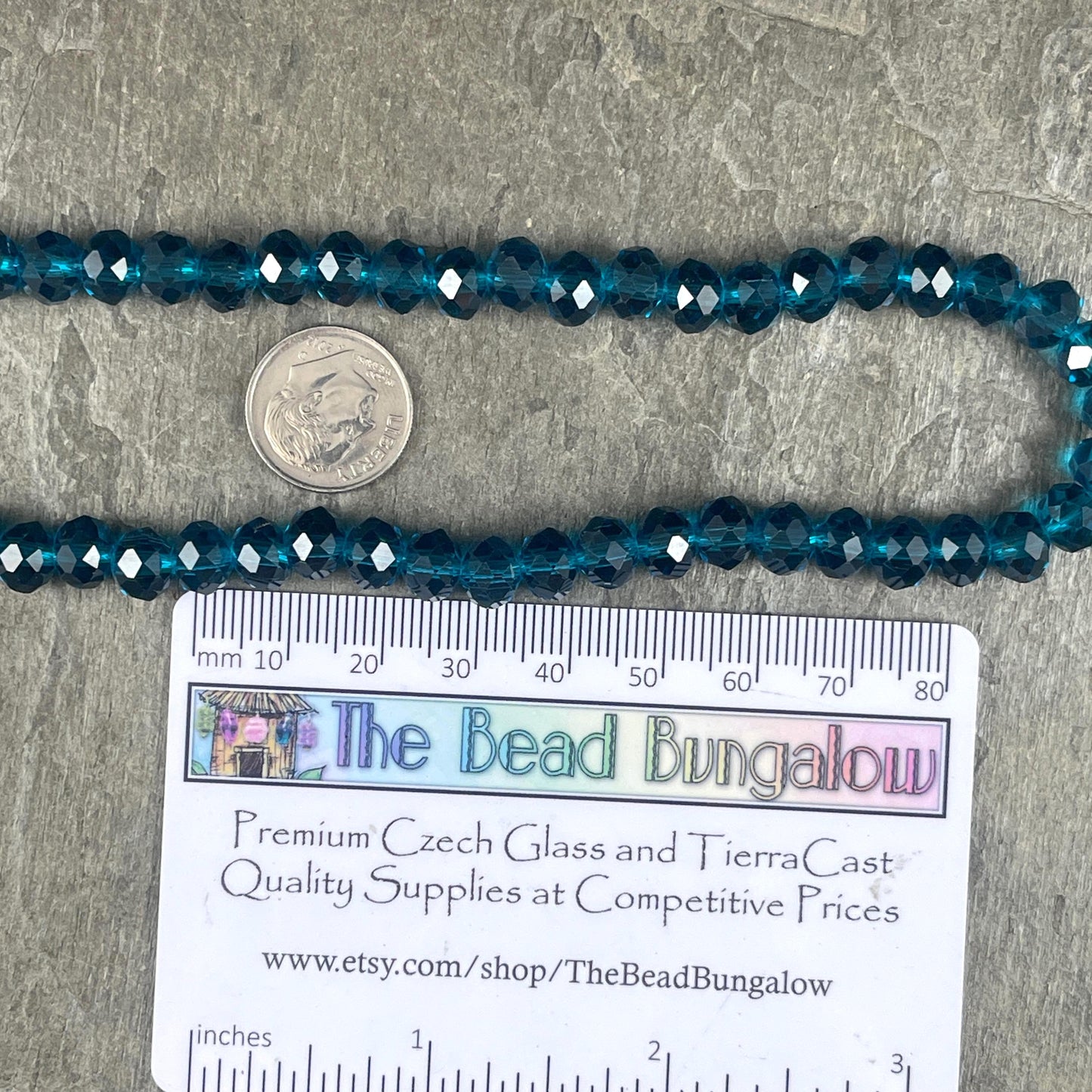 8x6mm Blue Rondelle, Transparent Capri Blue Faceted Glass Beads (CapriBlue-8) * 36 Beads