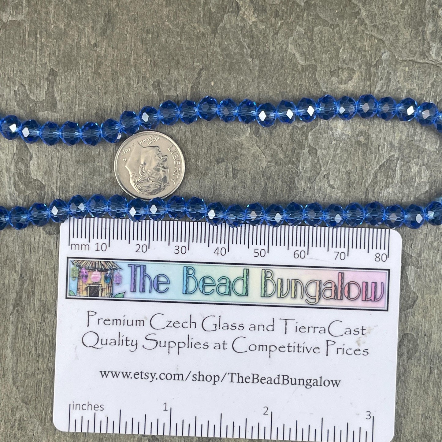 6x5mm Faceted Glass Beads, Transparent Sapphire Blue Faceted Rondelles (Sapphire-6) * 80 Beads