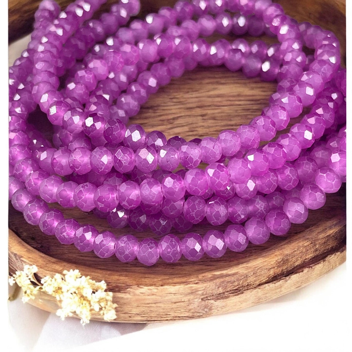 6x5mm Faceted Glass Beads, Lilac Purple Rondelles, Orchid Purple (Orchid) * 80 Beads