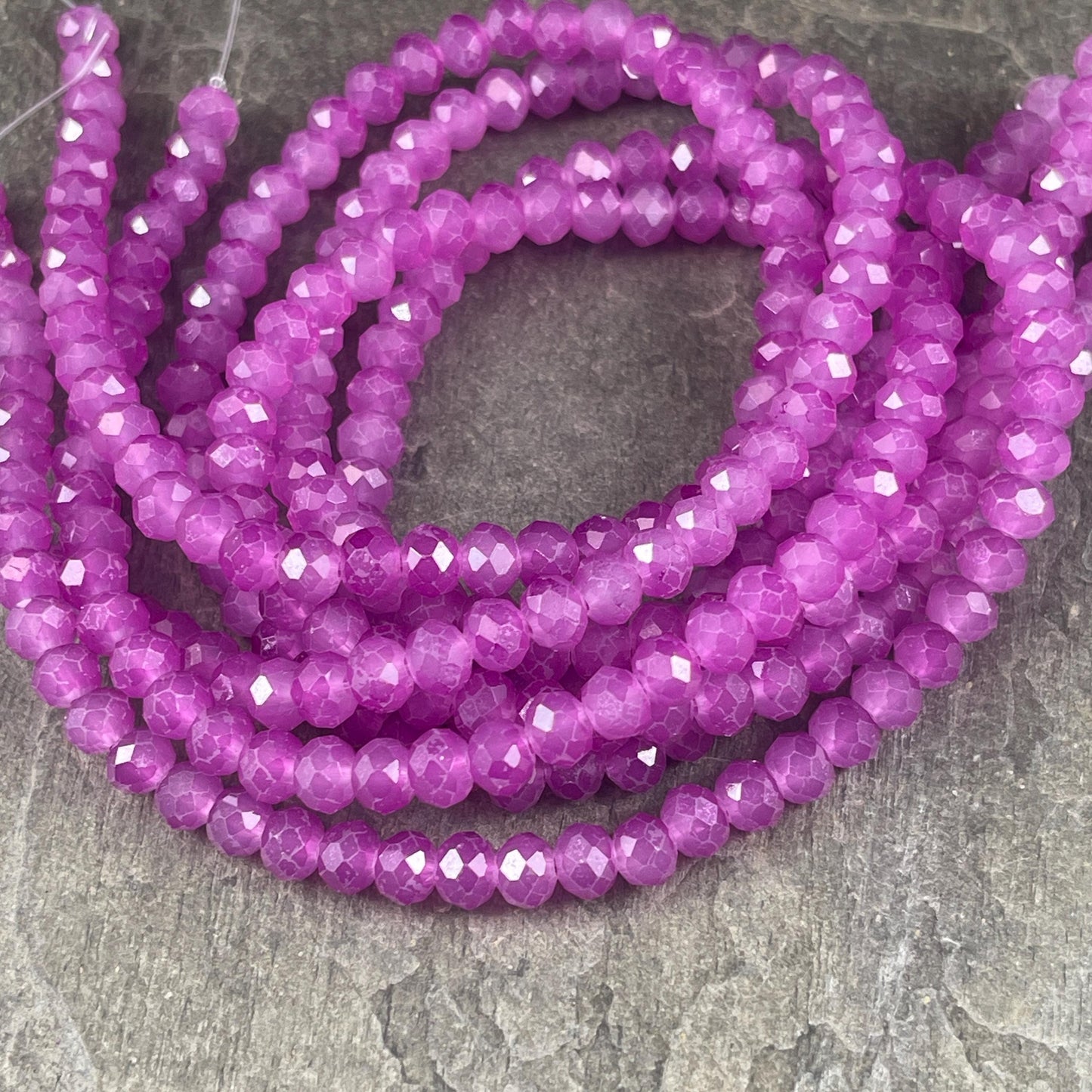 6x5mm Faceted Glass Beads, Lilac Purple Rondelles, Orchid Purple (Orchid) * 80 Beads
