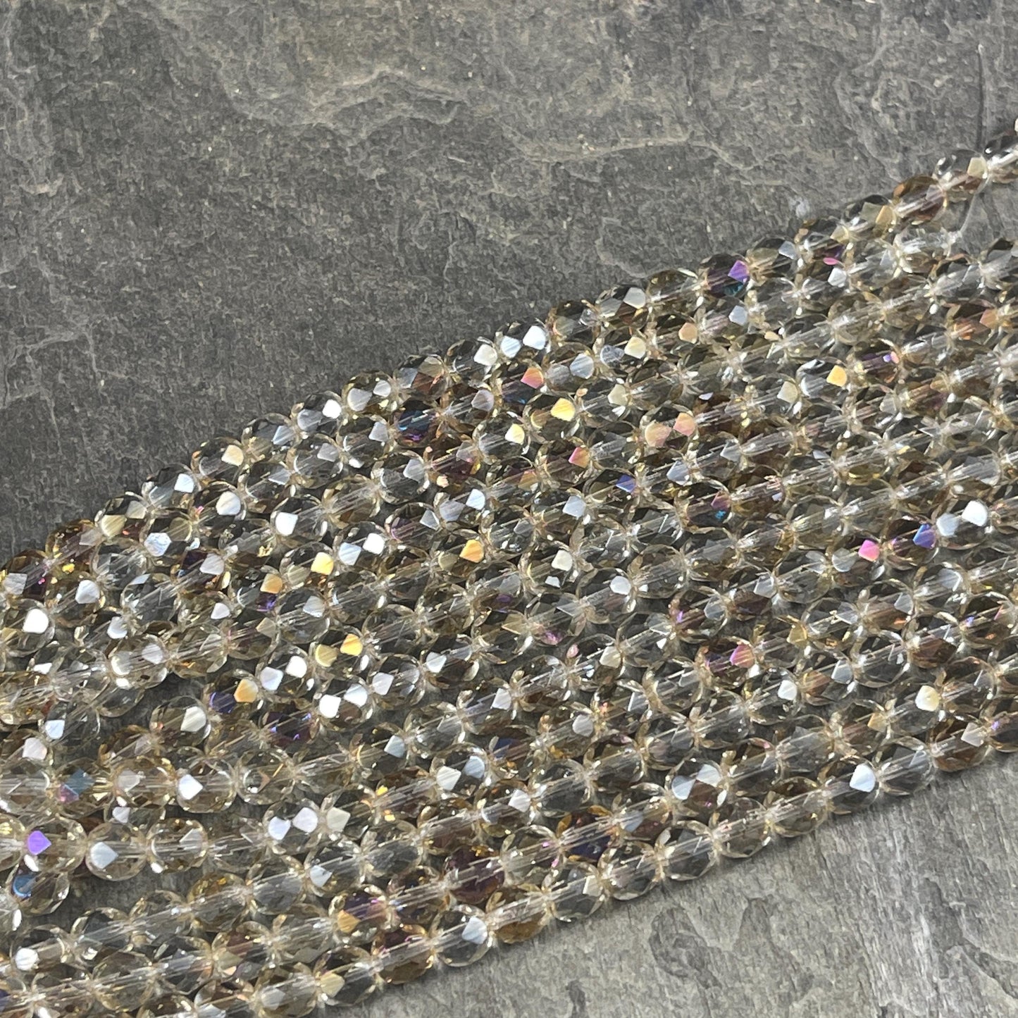 Czech Glass Beads - 6mm Faceted Round Beads, Twighlight Crystal (FP6/SM-W0003) * Qty. 25