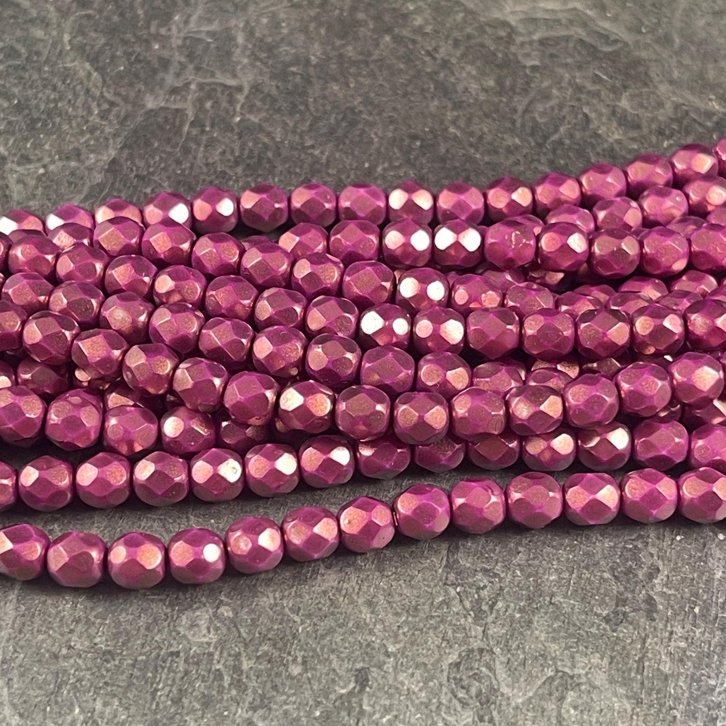 Czech Glass Beads - 6mm Faceted Round Beads, Madder Rose, Opaque Copper Rose (FP6/SM-P29260) * Qty. 25