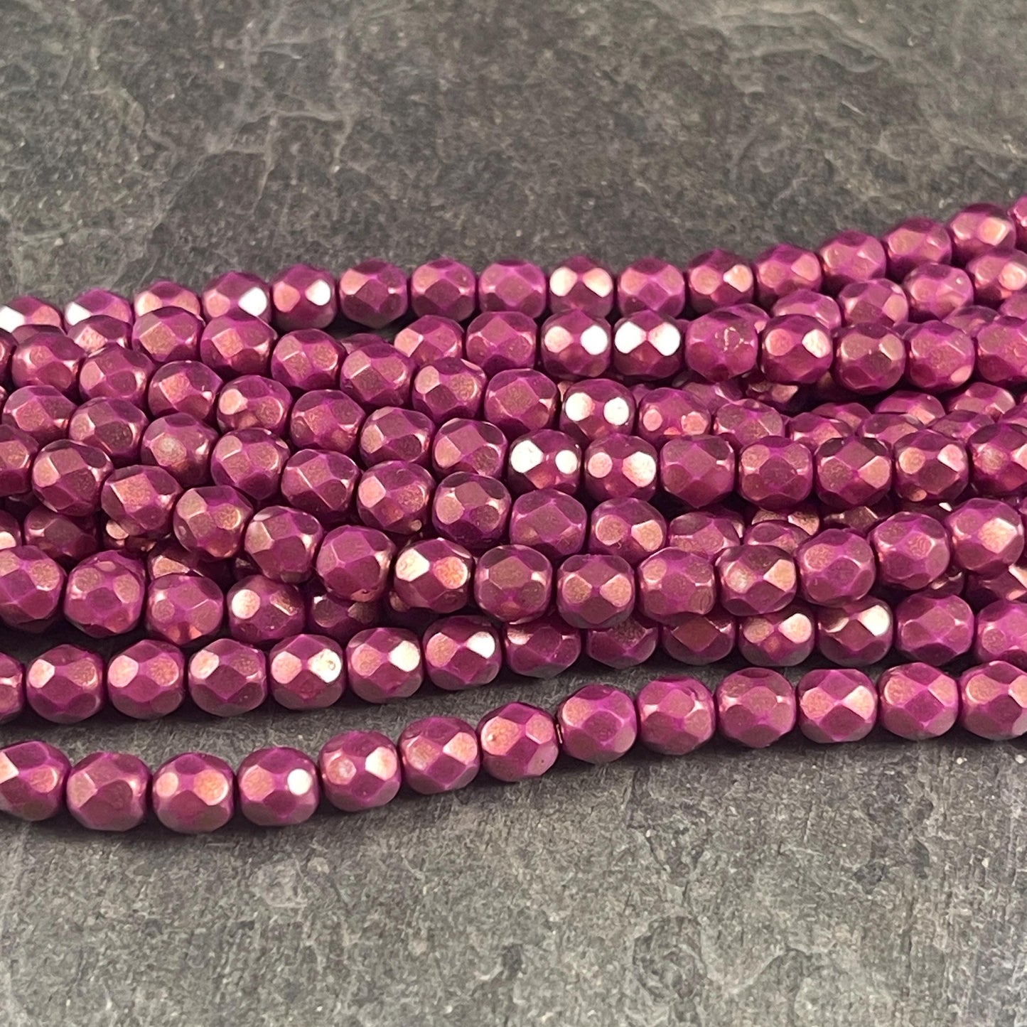 Czech Glass Beads - 6mm Faceted Round Beads, Madder Rose, Opaque Copper Rose (FP6/SM-P29260) * Qty. 25