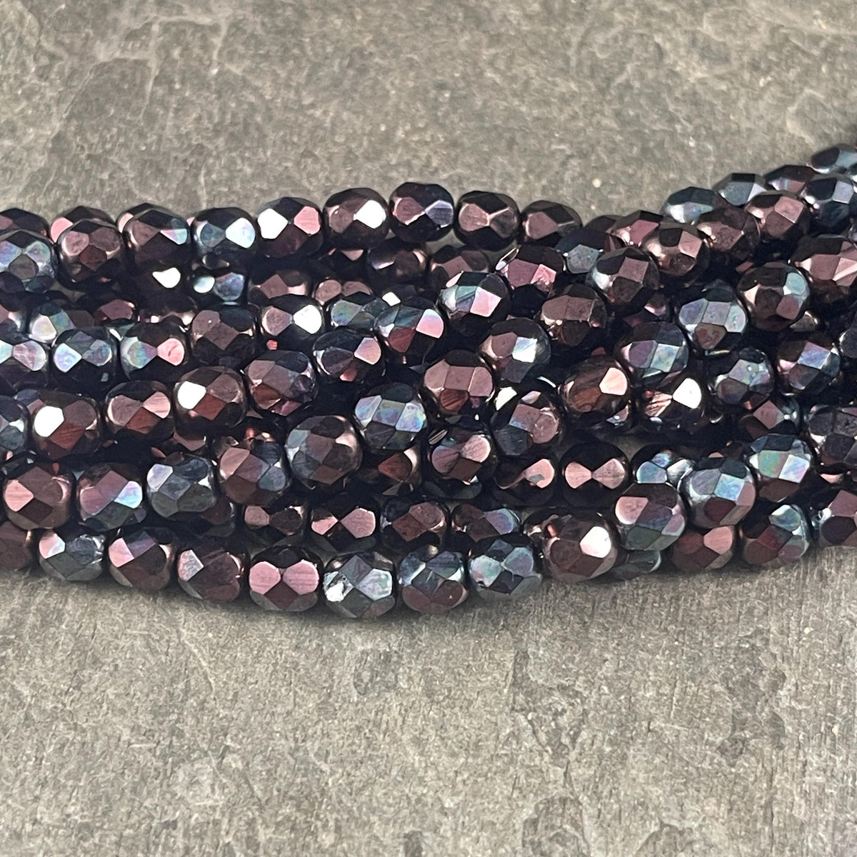 Czech Glass - 6mm Faceted Round Metallic Wine, Plum Luster Beads (FP6/SM-B15726) * Qty. 25