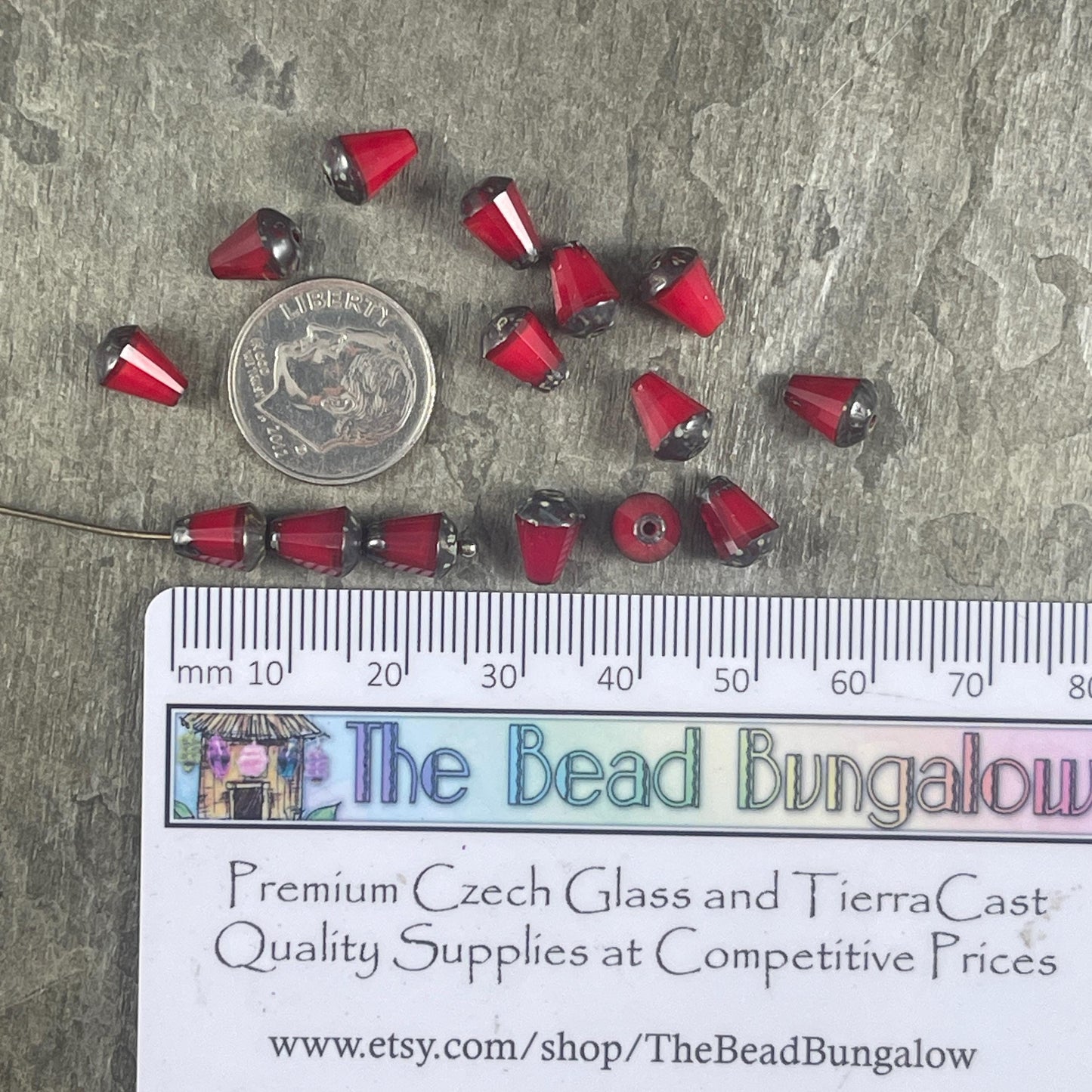 Czech Glass Beads - 8mm Beveled Teardrop, Ruby Red Opaline Teardrop Beads (DRO/RJ-2460) * Qty. 15