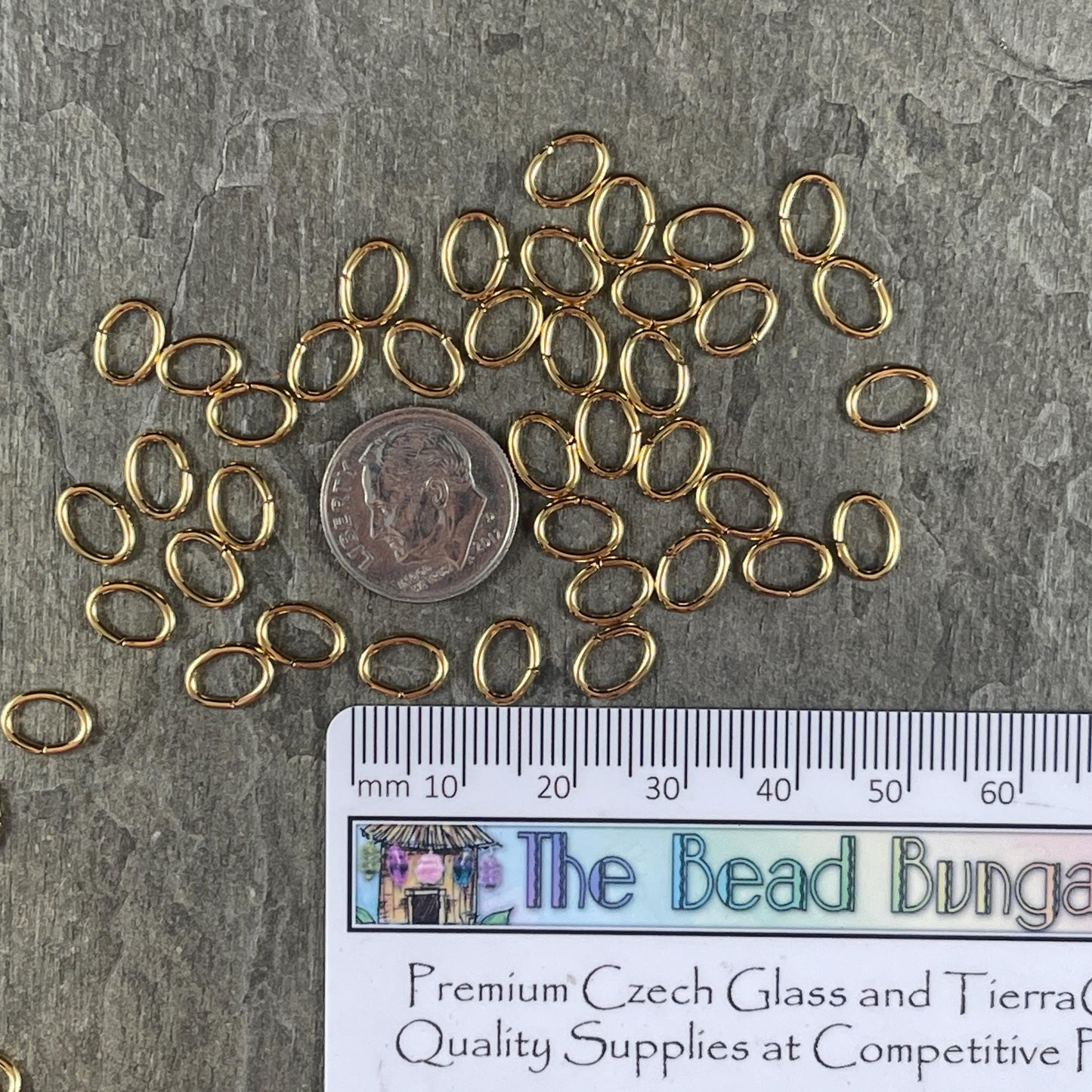 8x6mm Oval Jump Rings, 18g Gold Jump Rings, Gold Plated Brass (FMG/5058) * Qty. 100