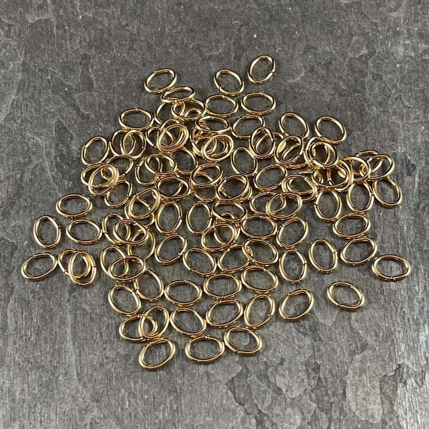 8x6mm Oval Jump Rings, 18g Gold Jump Rings, Gold Plated Brass (FMG/5058) * Qty. 100