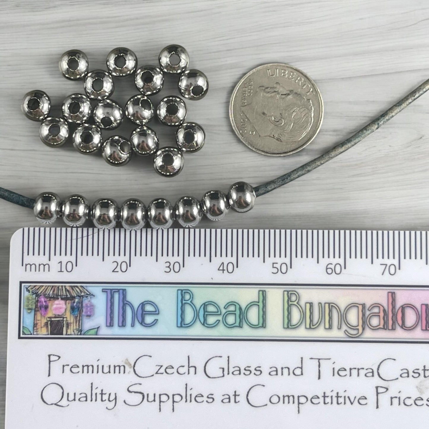 6mm Stainless Steel Round Beads - 2.2mm hole - Hollow, Lightweight (I050-6mm) * Qty. 50
