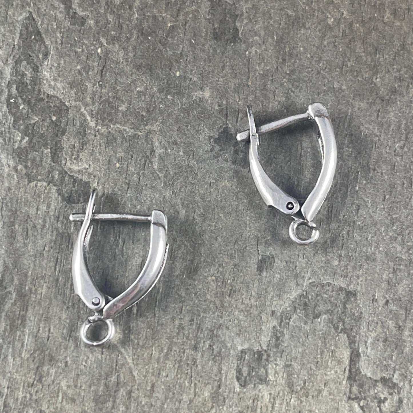 Locking Lever Back Ear Wires, Shiny Silver Plated Brass, Nickel Free (PF/828-10) * Qty. 4
