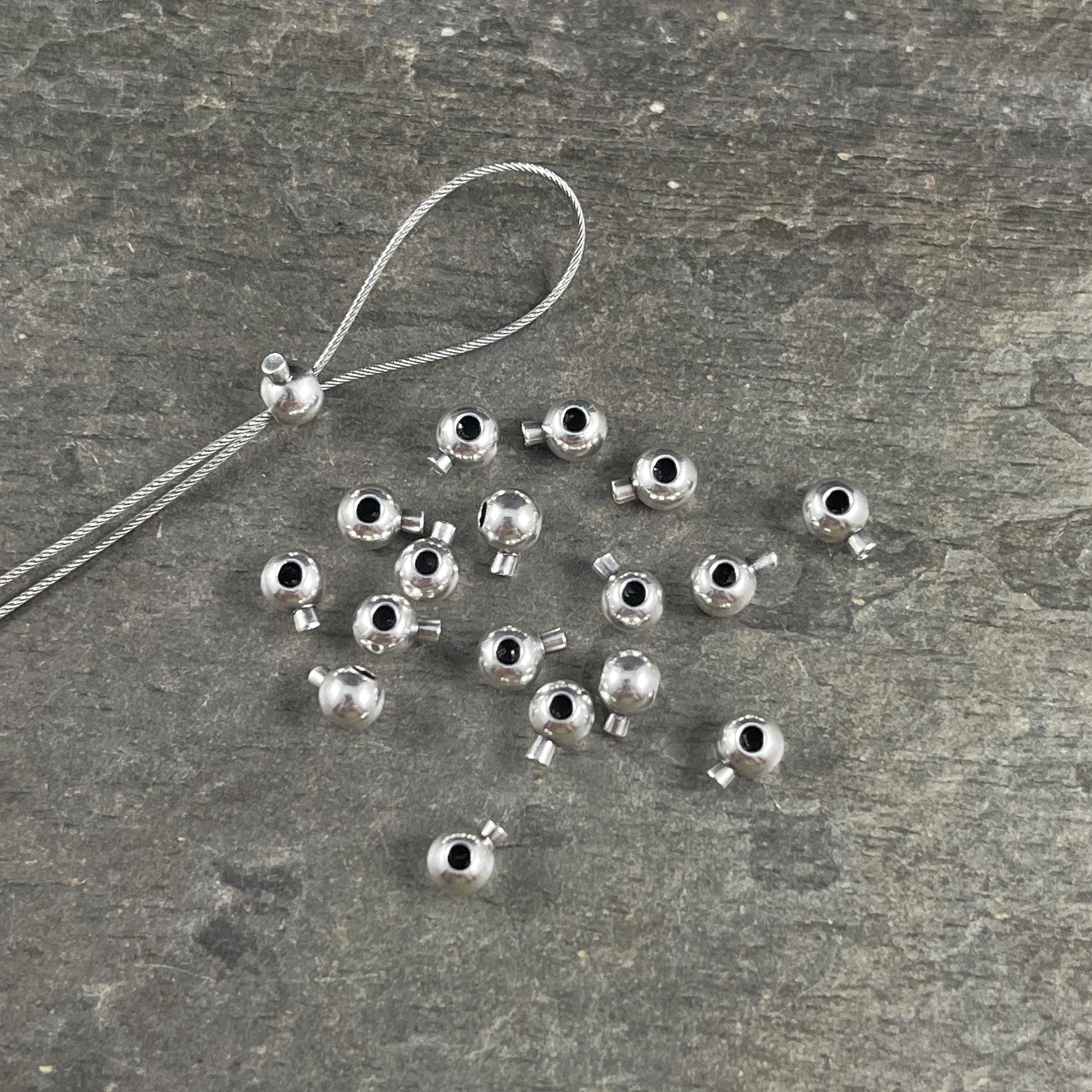 Round Crimp Bead, 3.2mm Stopper Beads, Fine Silver Plated Brass, Nickel Free Round Crimp (PF/929-32-77) * Qty. 20