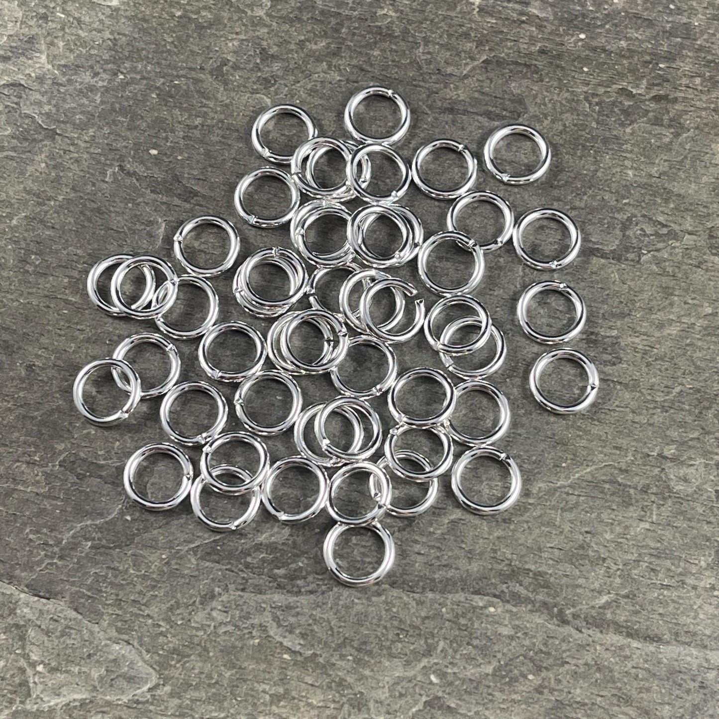 8mm Round Jump Rings, 16g Open, Silver Plated Brass (FMG/5170) * Qty. 100