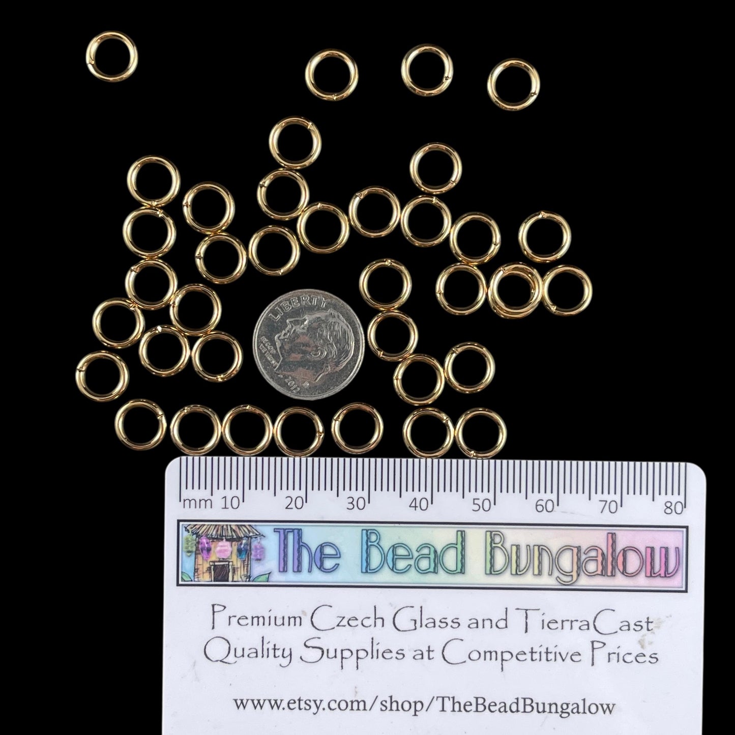 8mm Gold Plated Jump Rings, 16g Gold Jump Rings, Open Jump Rings (FMG/5166) * Qty. 50