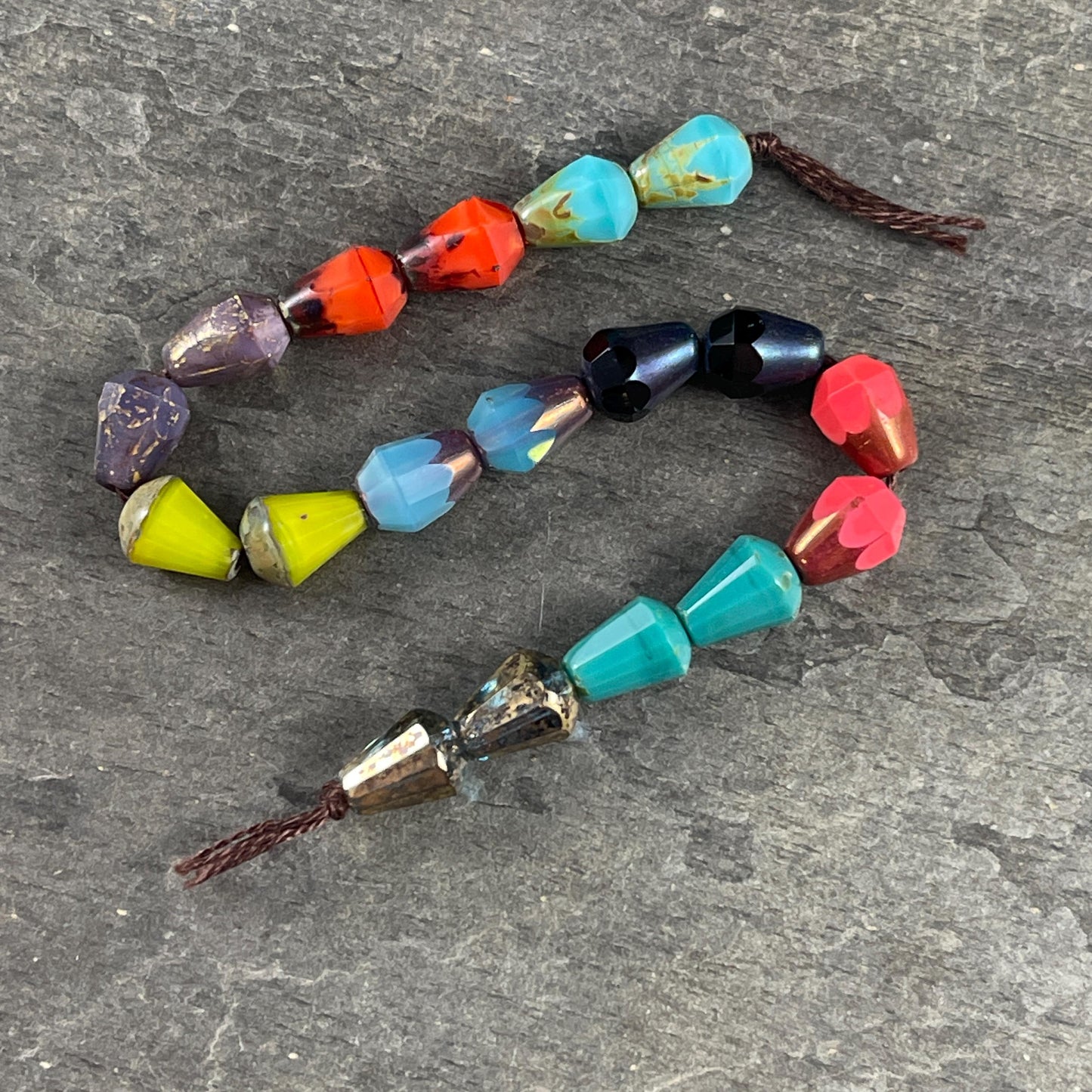 Czech Glass Beads, Colorful Mix of Faceted Teardrop Pairs, 8mm Glass Teardrop Assortment (BBEM/628.05) * Qty. 18