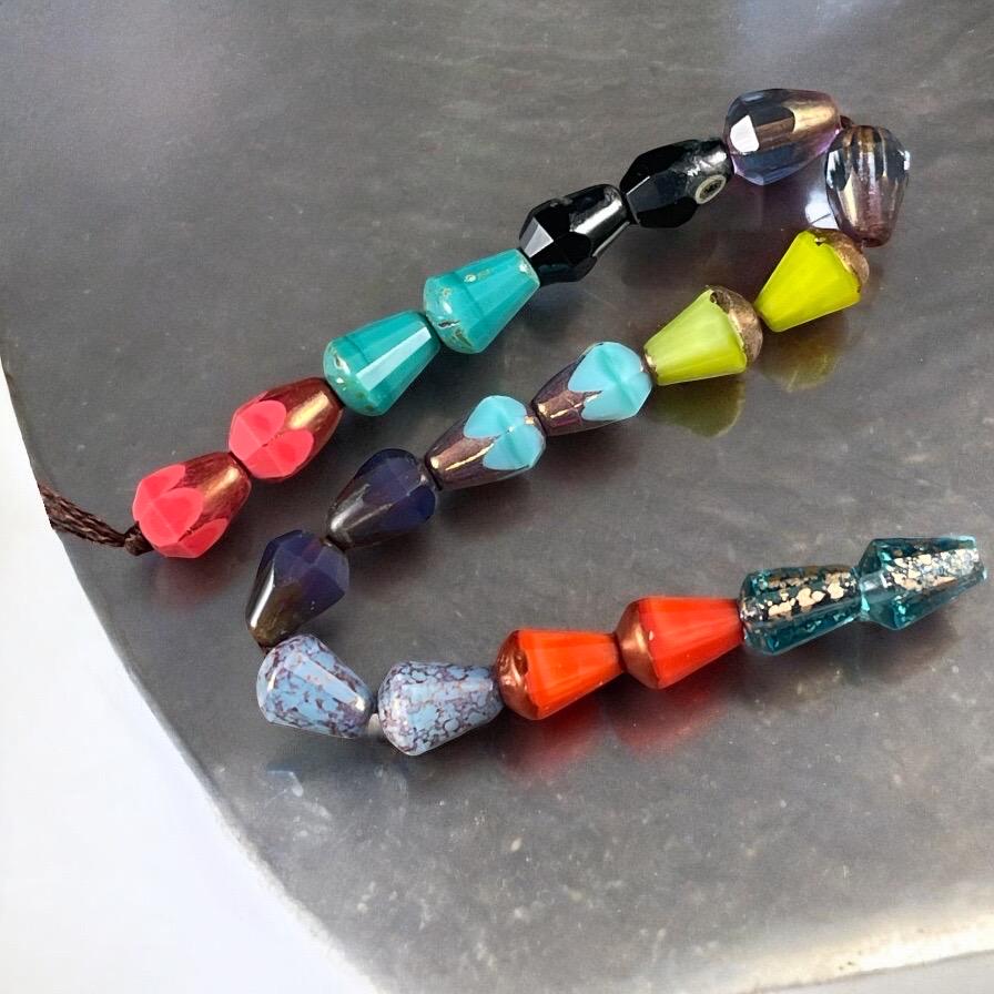 Czech Glass Beads, Colorful Mix of Faceted Teardrop Pairs, 8mm Glass Teardrop Assortment (BBEM/628.04) * Qty. 20