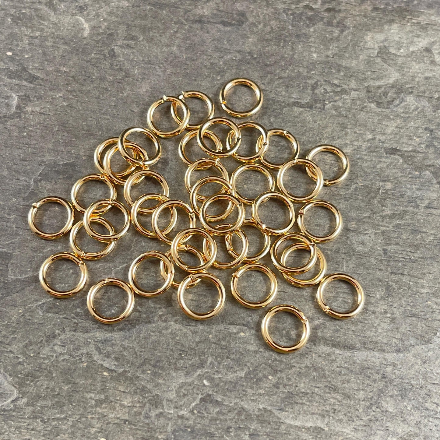 8mm Gold Plated Jump Rings, 16g Gold Jump Rings, Open Jump Rings (FMG/5166) * Qty. 50