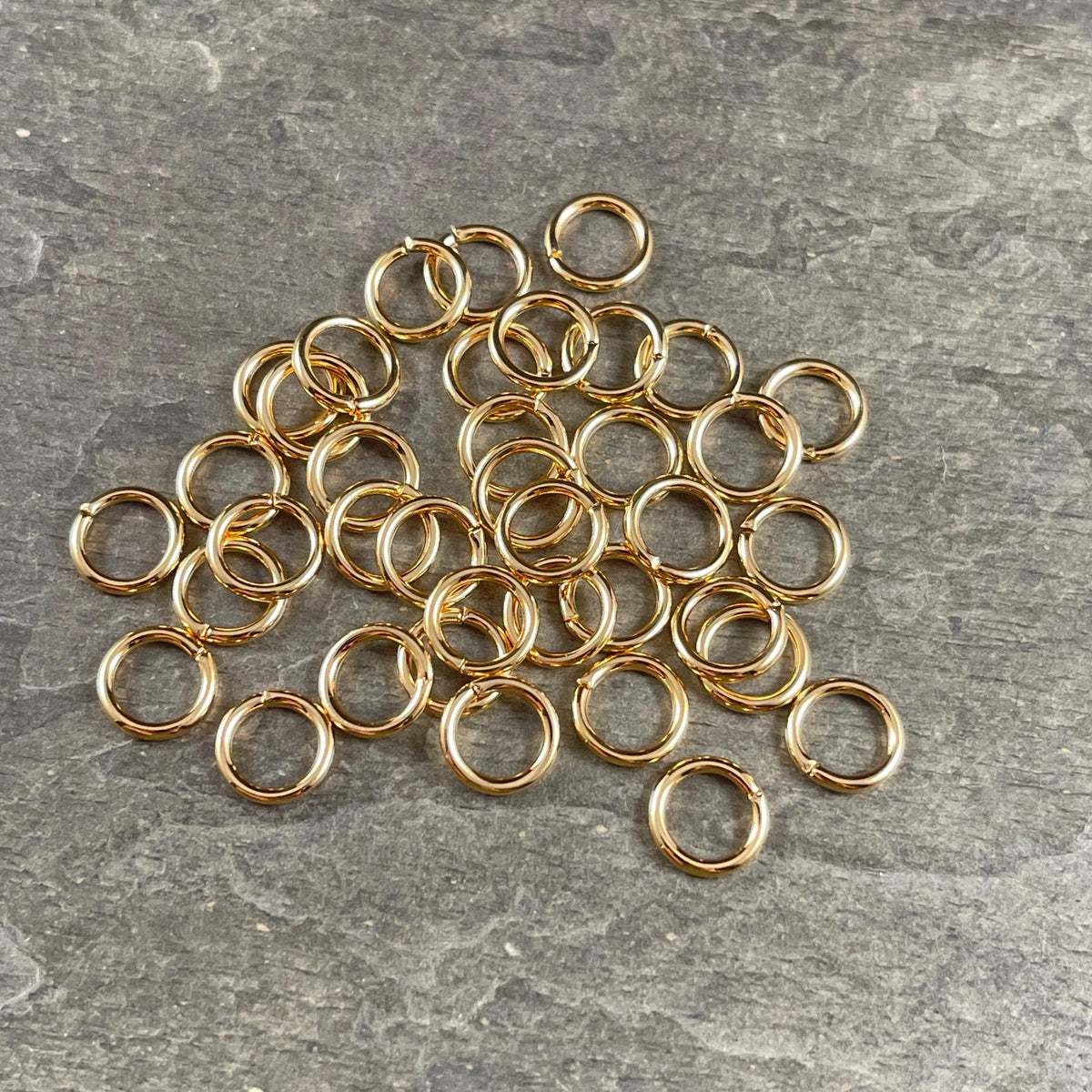 8mm Gold Plated Jump Rings, 16g Gold Jump Rings, Open Jump Rings (FMG/5166) * Qty. 50