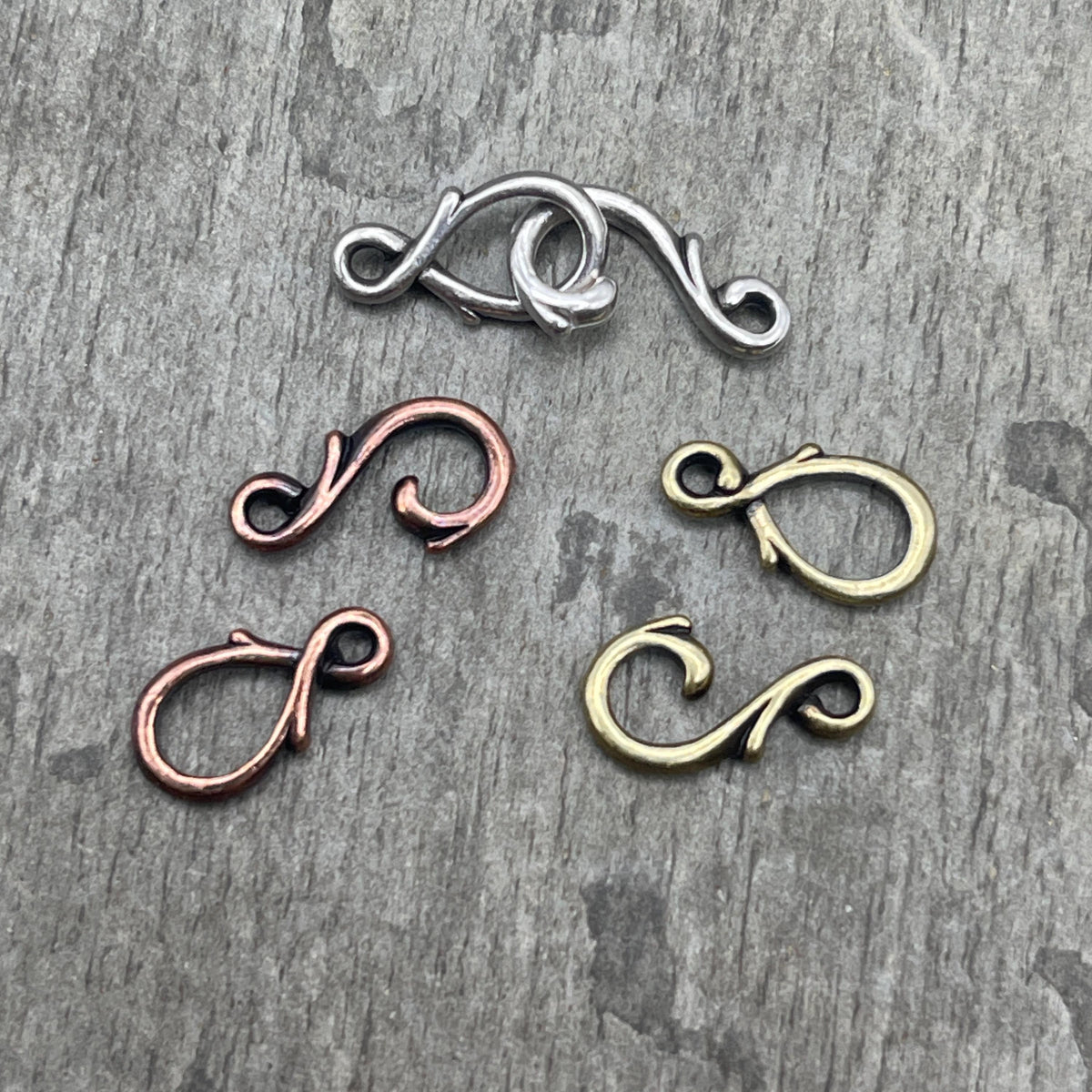 TierraCast Vine Hook and Eye Clasp, Mixed Metals - Sampler Pack (PF/954-mixed) * Qty. 3 sets