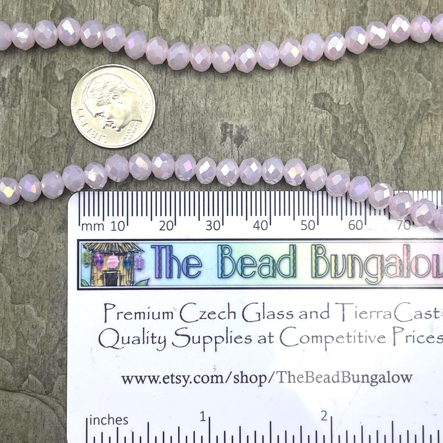 6x5mm Faceted Glass Beads, Pale Pastel Pink Faceted Rondelles with AB Finish (PalePinkAB-6) * 80 Beads