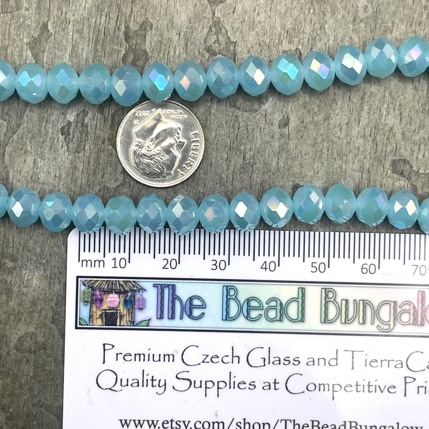 Light Blue 8x6mm Rondelle, Pastel Blue Faceted Glass Beads with AB Finish (BabyBlueAB-8) * 36 Beads