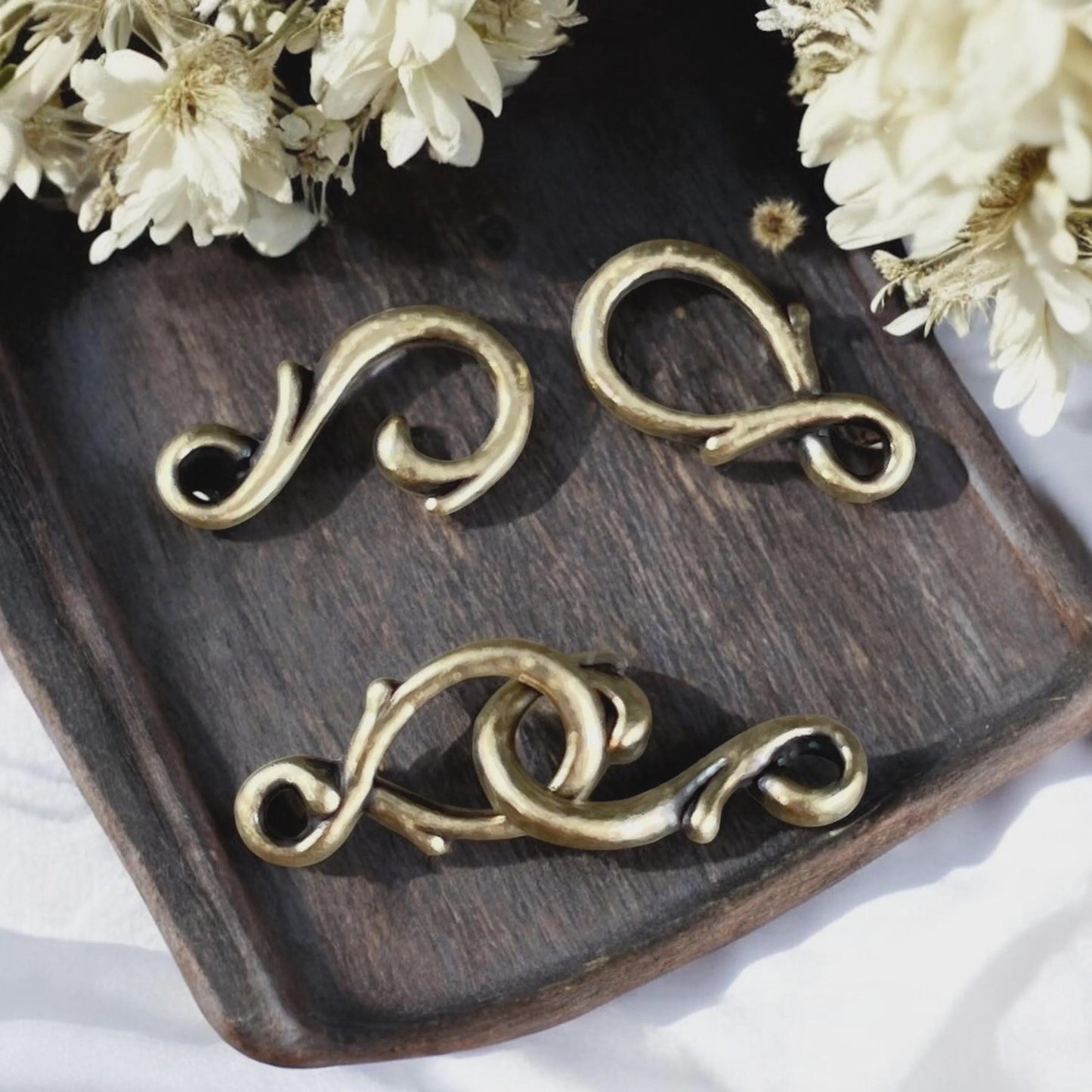 TierraCast Vine Hook and Eye Clasp, Mixed Metals - Sampler Pack, One Each Silver, Copper and Brass (PF/954-mixed) * Qty. 3 sets