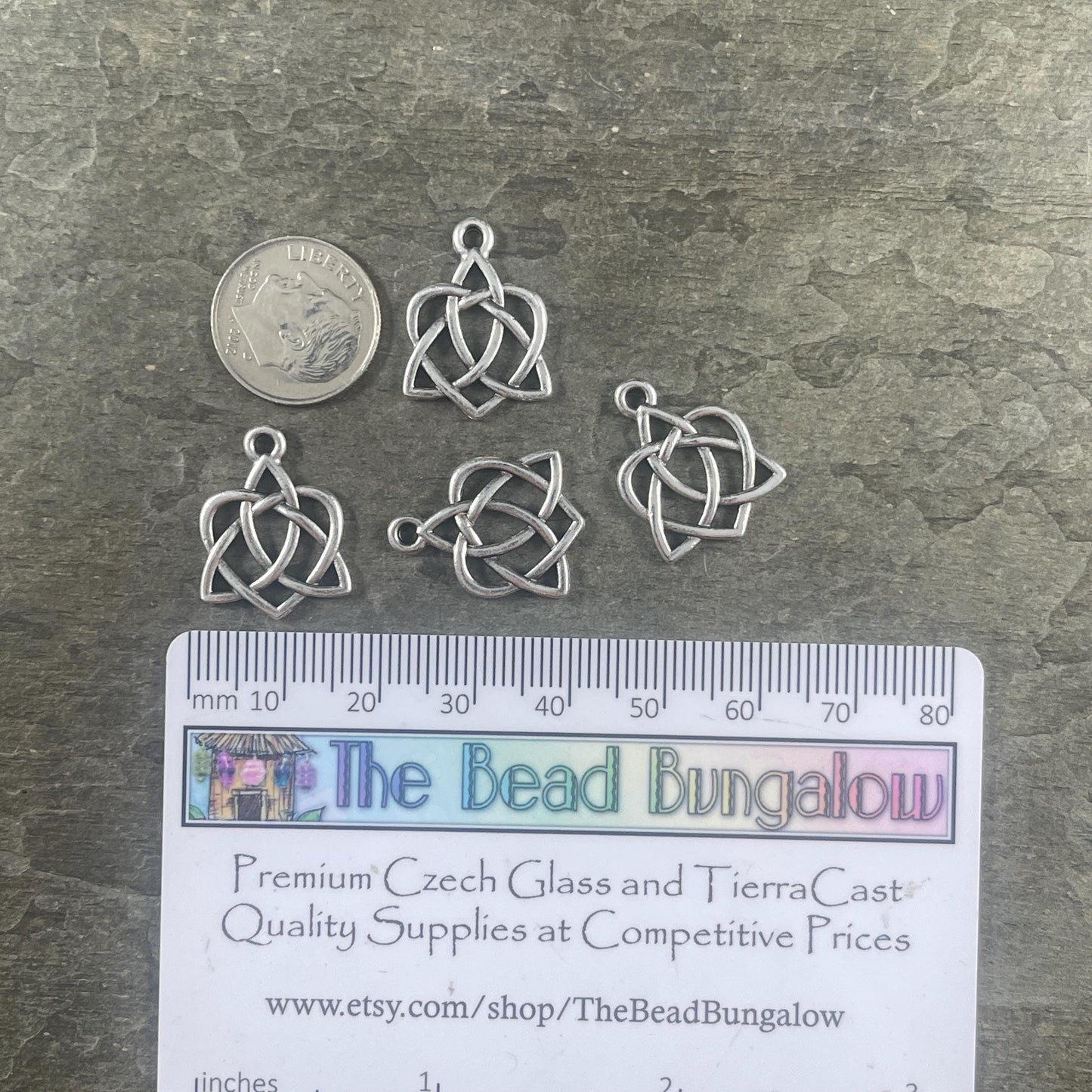 TierraCast Triquetra Charm, Antiqued Silver Celtic Open Heart Triquetra Combination (PF/538-77) * Qty. 4