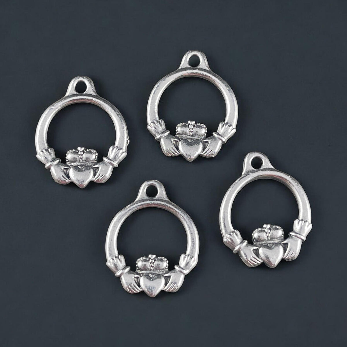 TierraCast Claddagh, Antiqued Silver Celtic Charms (PF/536-77) * Qty. 4