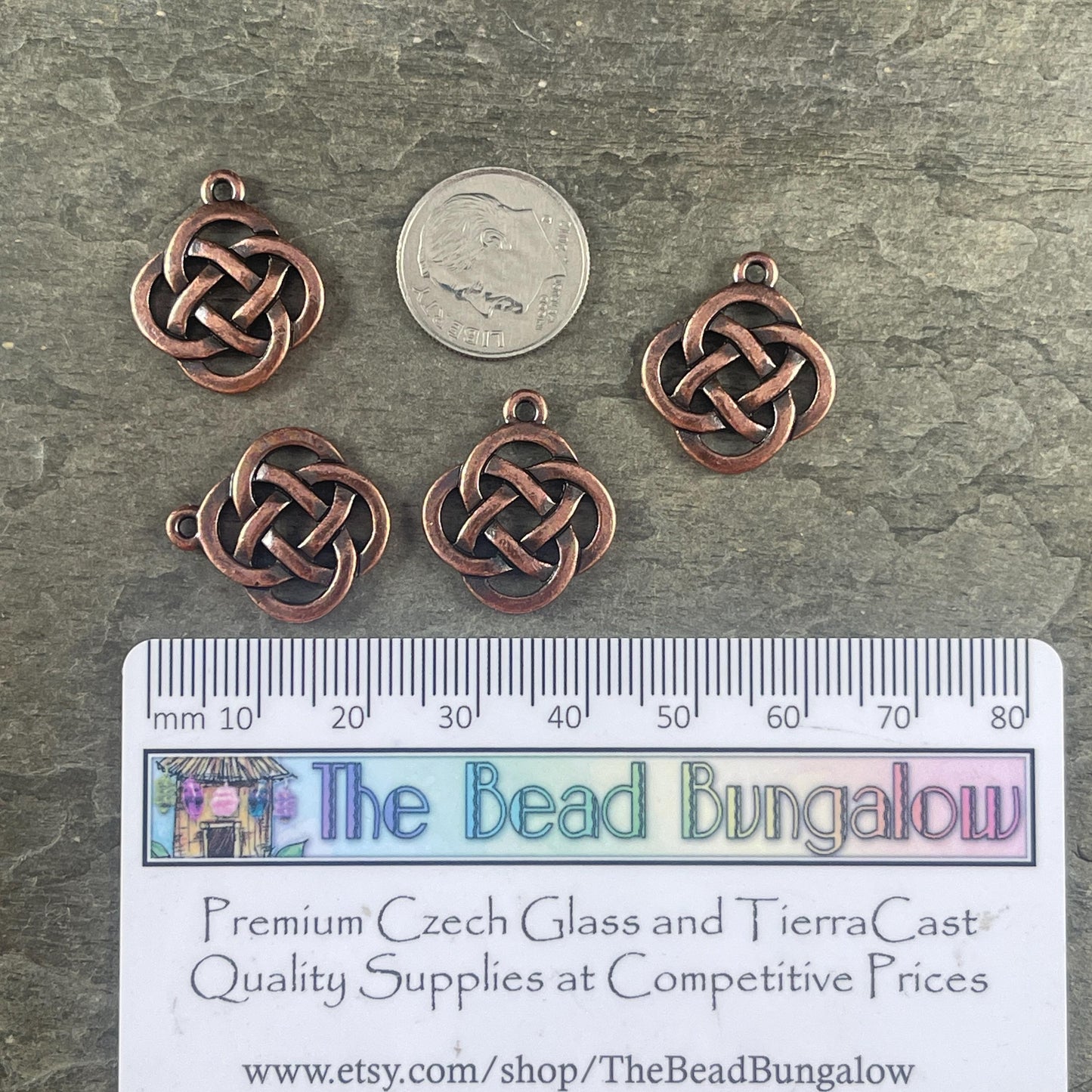 TierraCast Celtic Open Infinity Knot Charm, Antiqued Copper Celtic Symbolic Charm (PF/1030-87) * Qty. 4