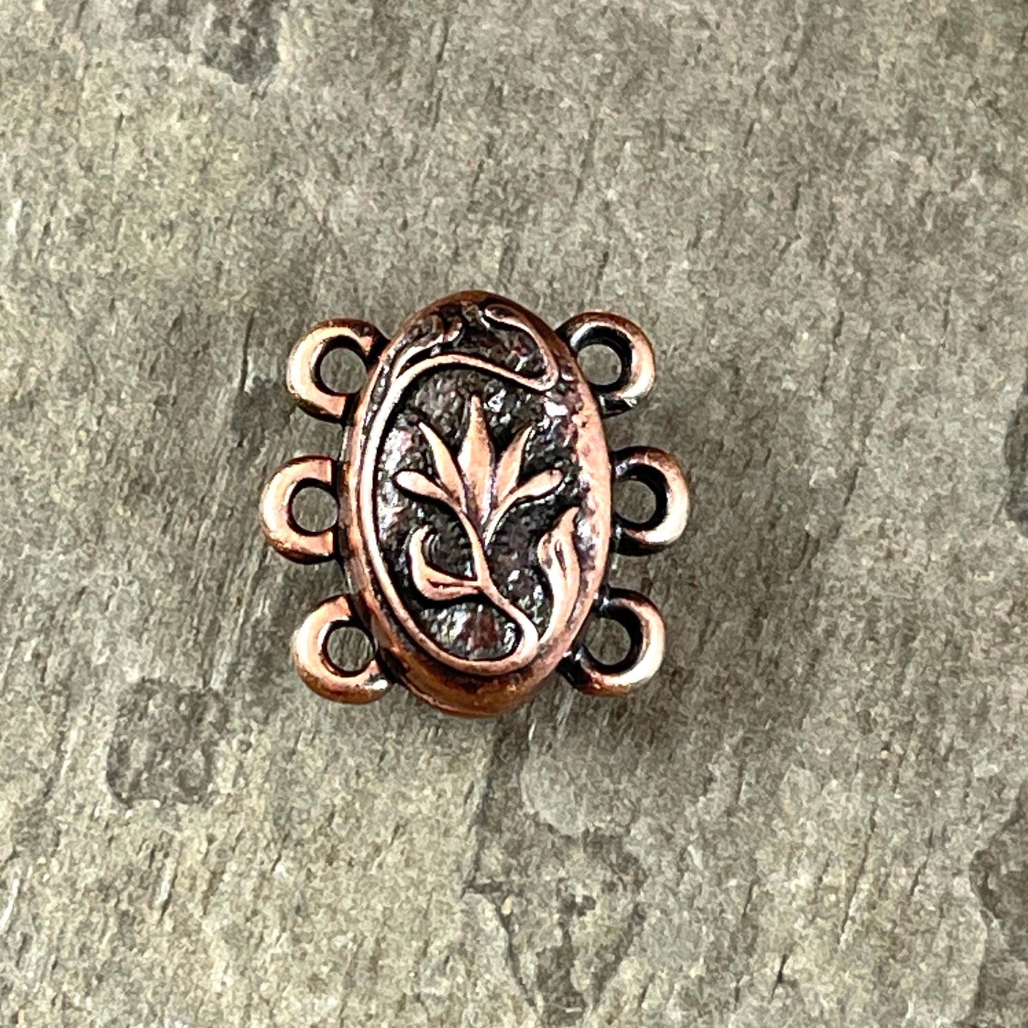 TierraCast Multi-Strand Magnetic Clasp, Antiqued Copper, 15mm Oval 3-Strand Clasp (PF/15212-87) * Qty. 1