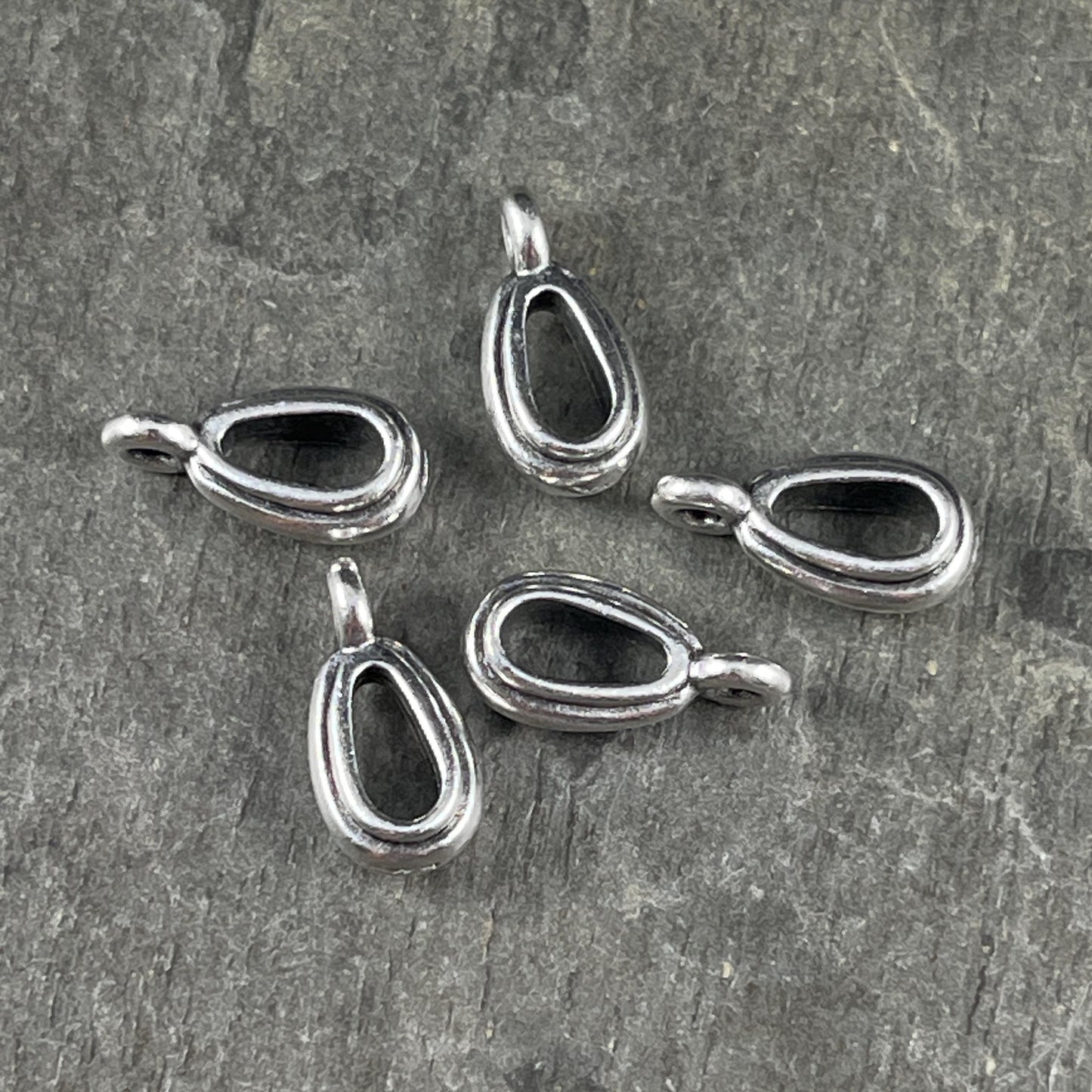 TierraCast Nouveau Bail, 13mm Bail with Loop, Classic Simple Loop Bail, Antiqued Silver Plated Pewter (PF/809-77) * Qty. 4