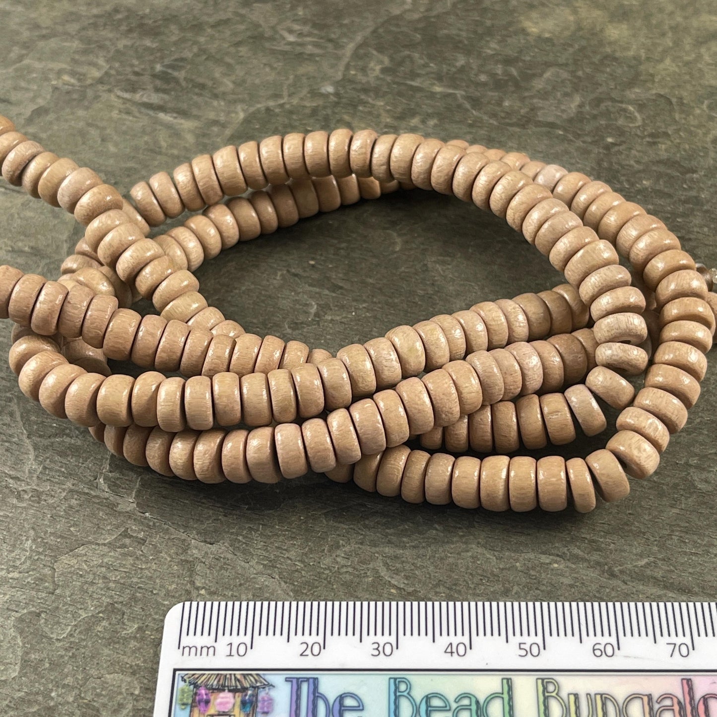 Natural Wood Color Wooden Beads, 8mm Medium Tan Rondelle Beads (2680) * 16" Strand