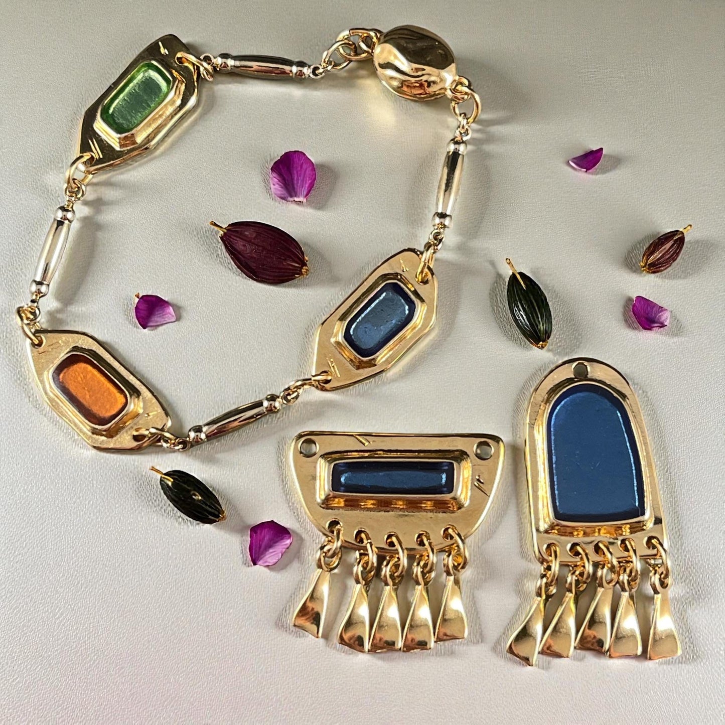 24k Gold Plated Link with Topaz Enamel Inlay (PF/15296-13-0552) * Qty. 2