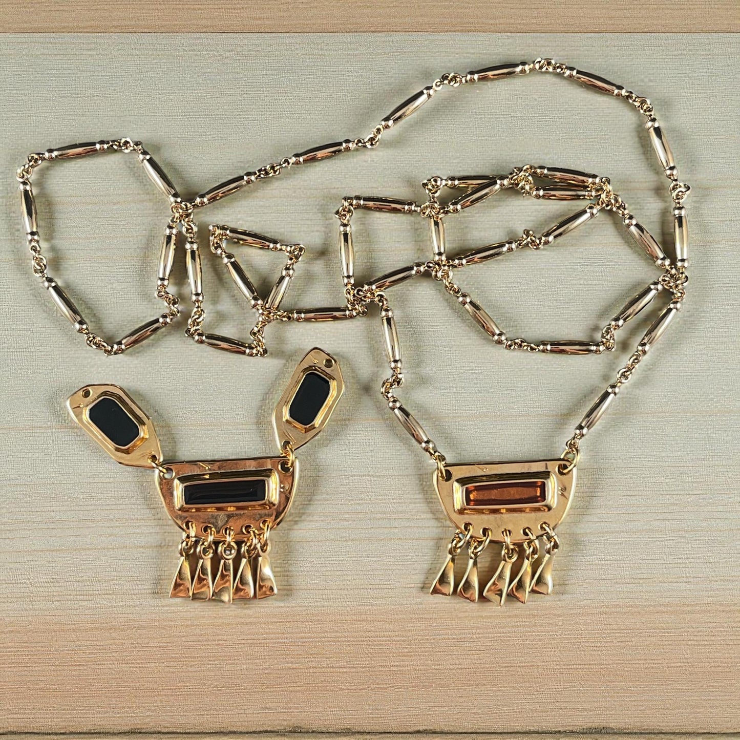 24k Gold Plated Link with Black Enamel Inlay (PF/15296-13-0565) * Qty. 2