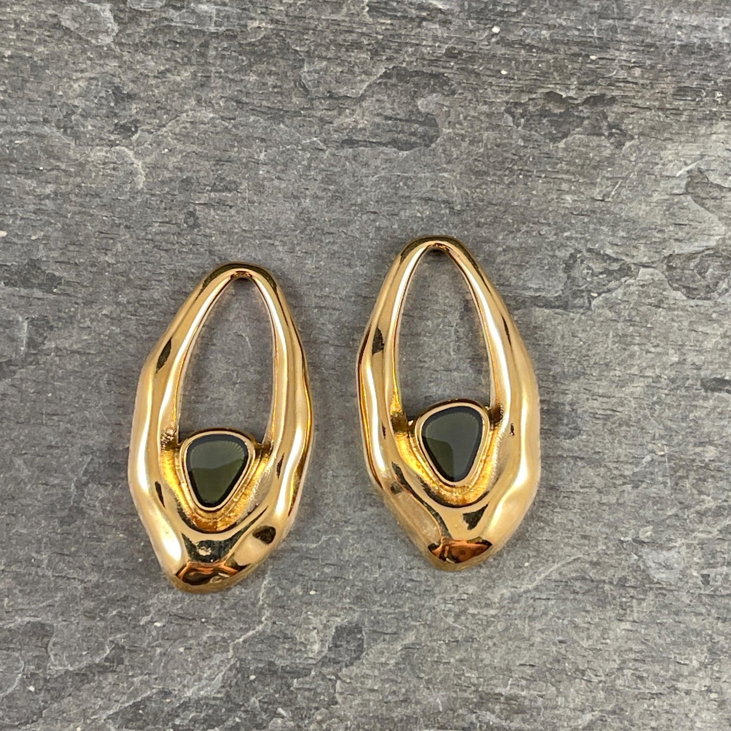 24k Gold Plated Oval Pendant with Smokey Black Enamel Accent (PF/15301-13-9222) * Qty. 2