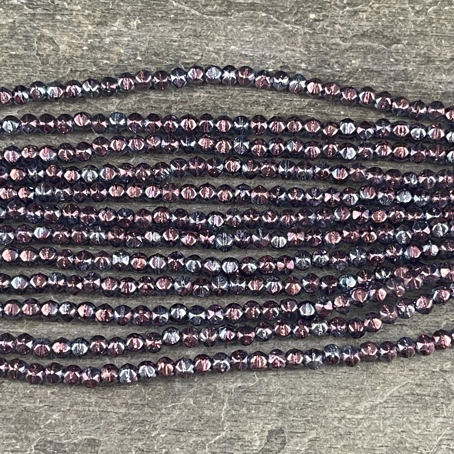 Czech Beads - 3mm English Cut Faceted Cube - Indigo with Purple Luster (EC3/SM-15726) * Qty. 50
