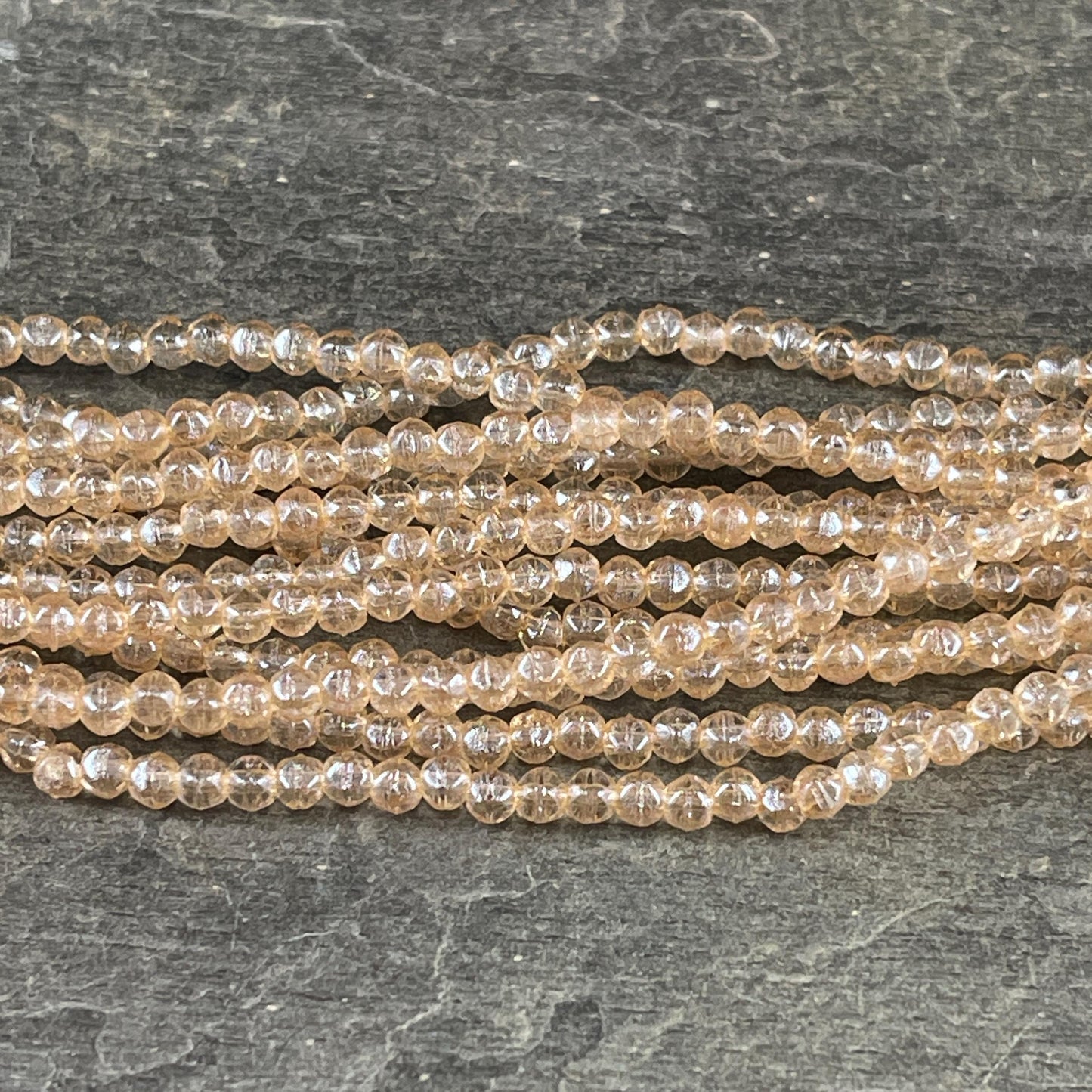 Czech Beads - 3mm English Cut Faceted Cube, Transparent Champagne Gold (EC/SM-14413) * Qty. 50